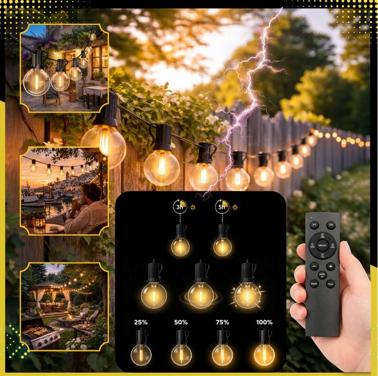 GARDEN LIGHT GARLAND 10m 10 LED Garden Lights 230v WITH REMOTE CONTROL Brand GALAXIA