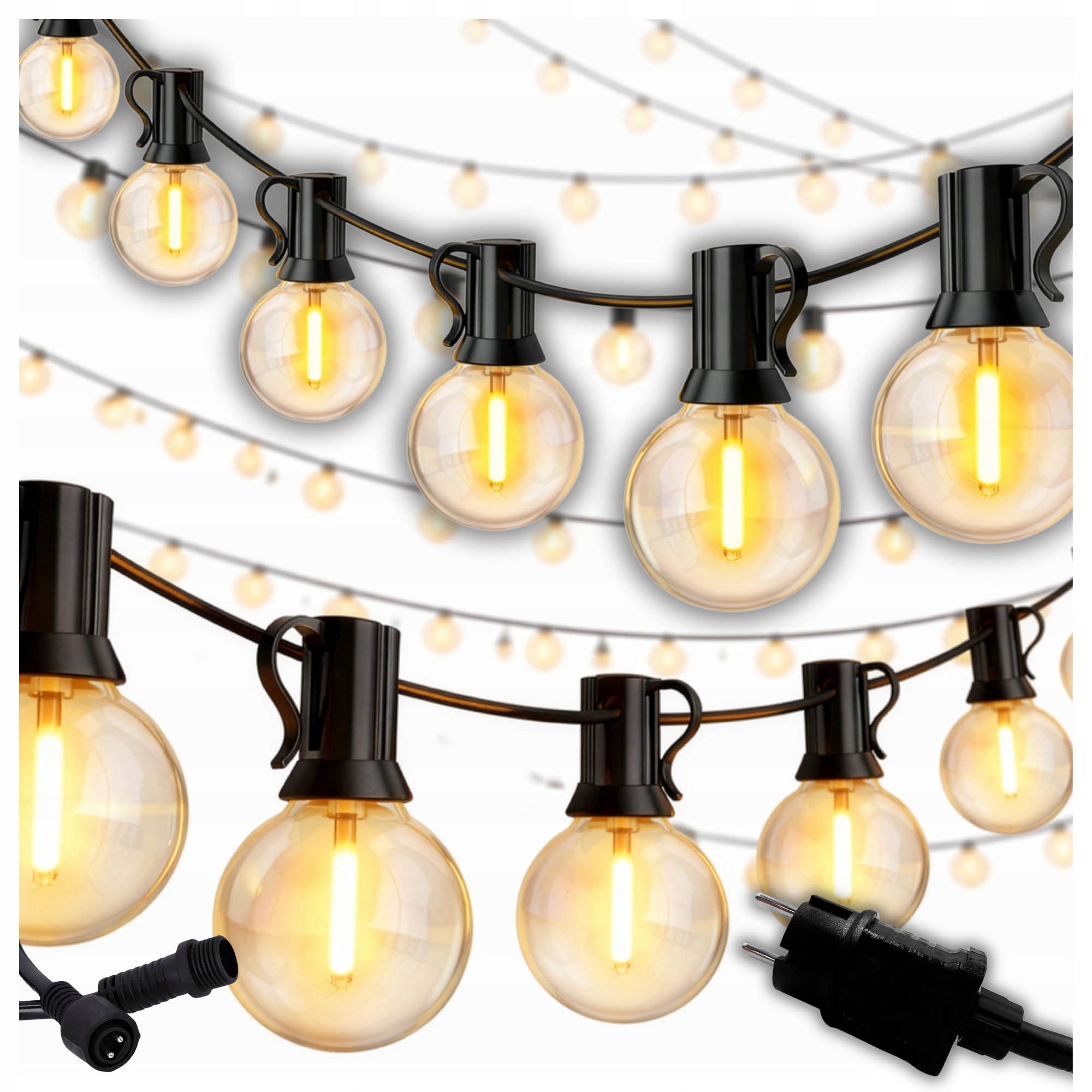 GARDEN LIGHT GARLAND 15m 15 LED Garden Lights 230v Outdoor