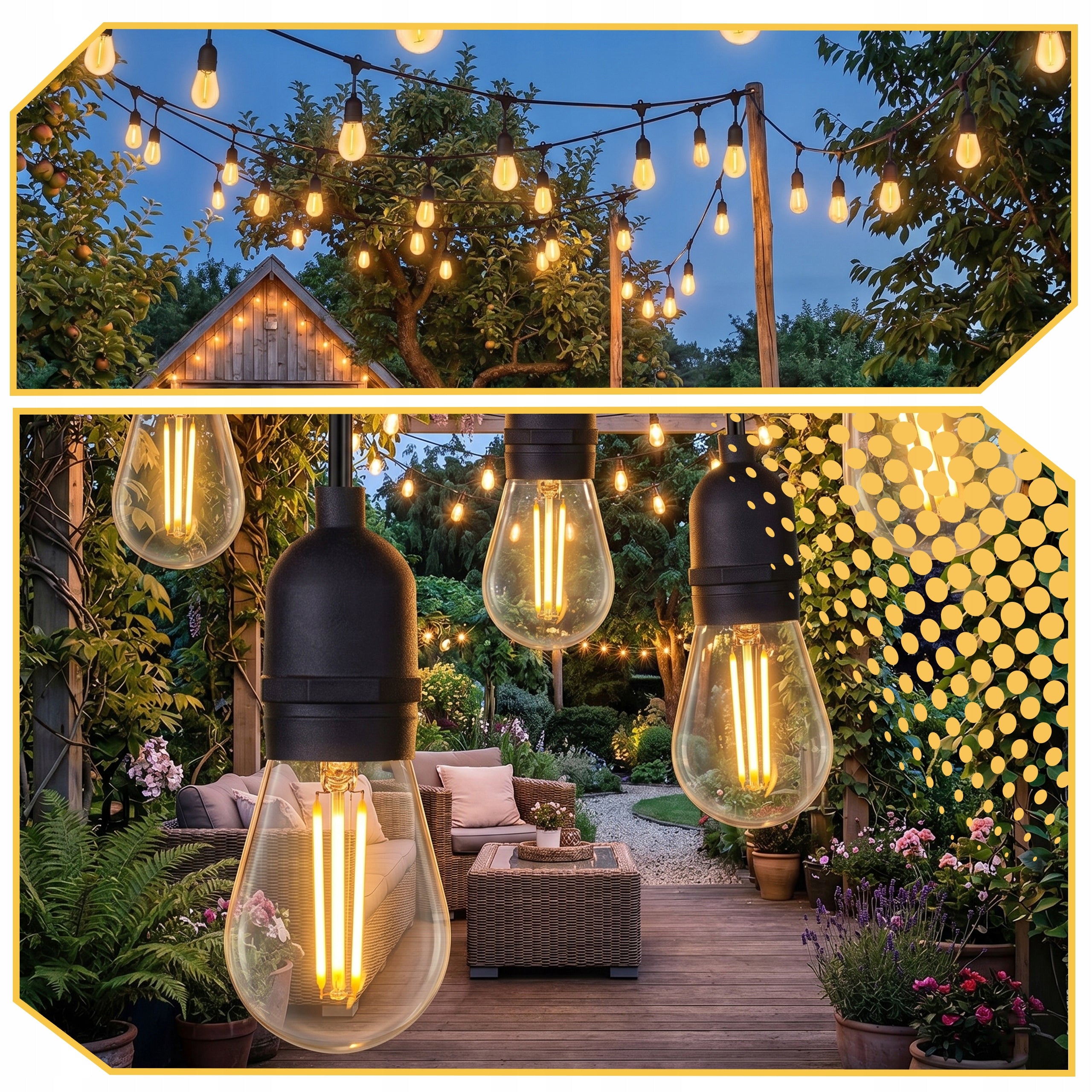GARDEN LIGHT GARLAND 20m Bulbs 20 LED Outdoor Garden Lights Brand Lewer
