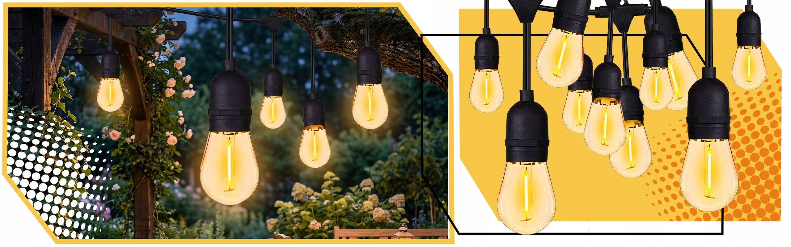 GARDEN LIGHT GARLAND 20m Bulbs 20 LED Outdoor Garden Lights Globe diameter 4.5 cm