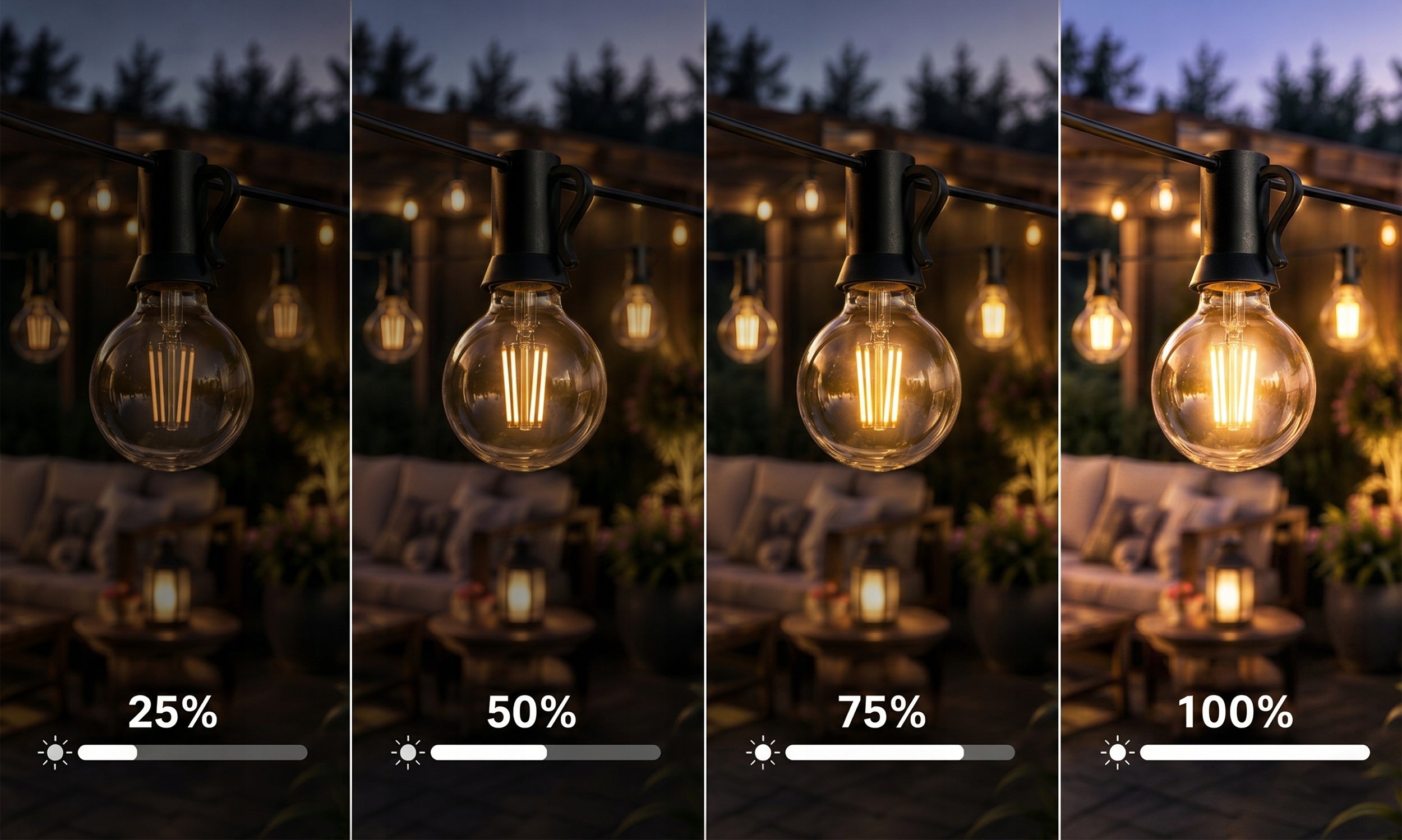 GARDEN LIGHT GARLAND 20m FOR BALCONY LIGHT BULBS 20 LED 1W + REMOTE CONTROL Power supply mains