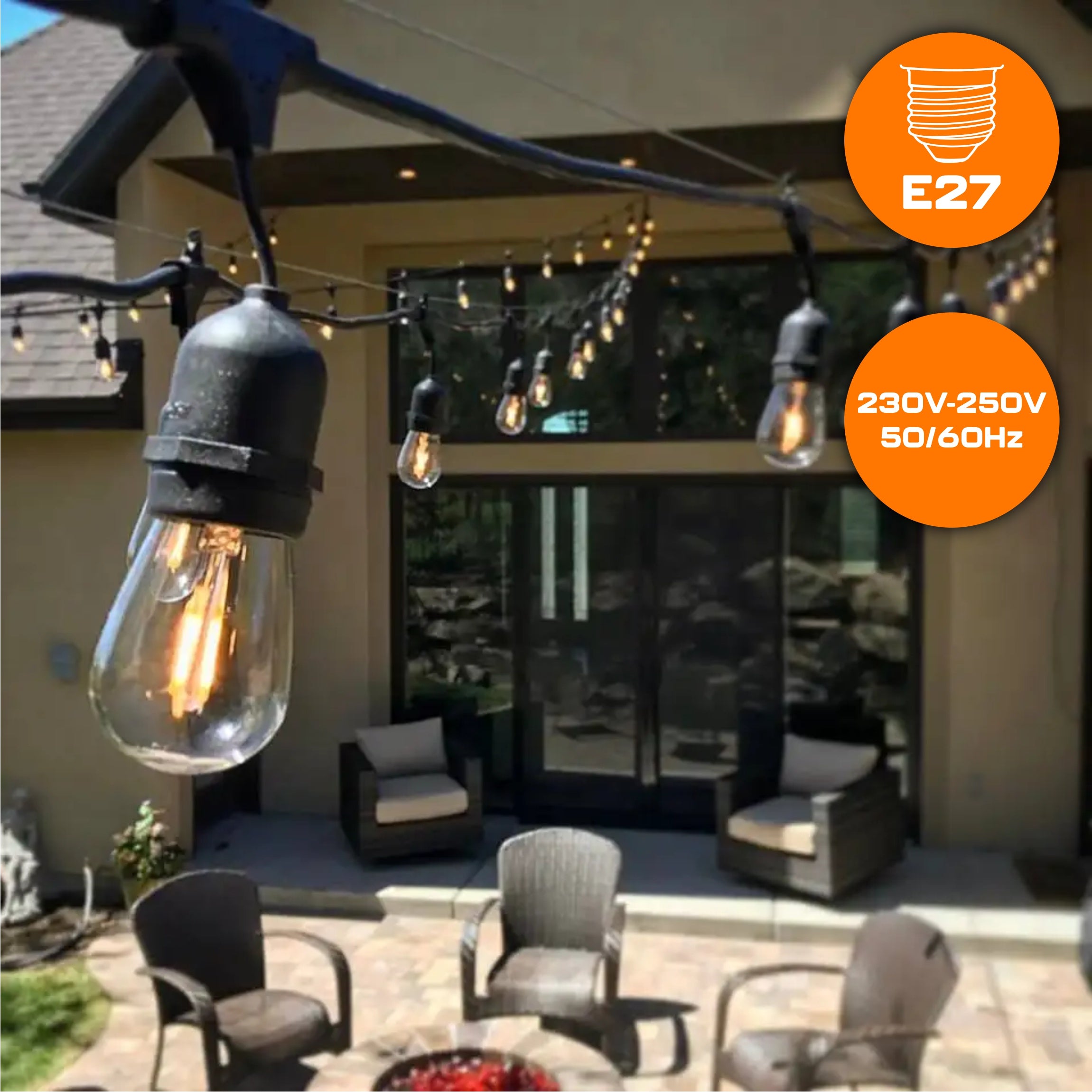 GARDEN LIGHT GARLAND Outdoor 20M Bulbs 20+2 LED Lights up to 60m Globe diameter 4.5 cm