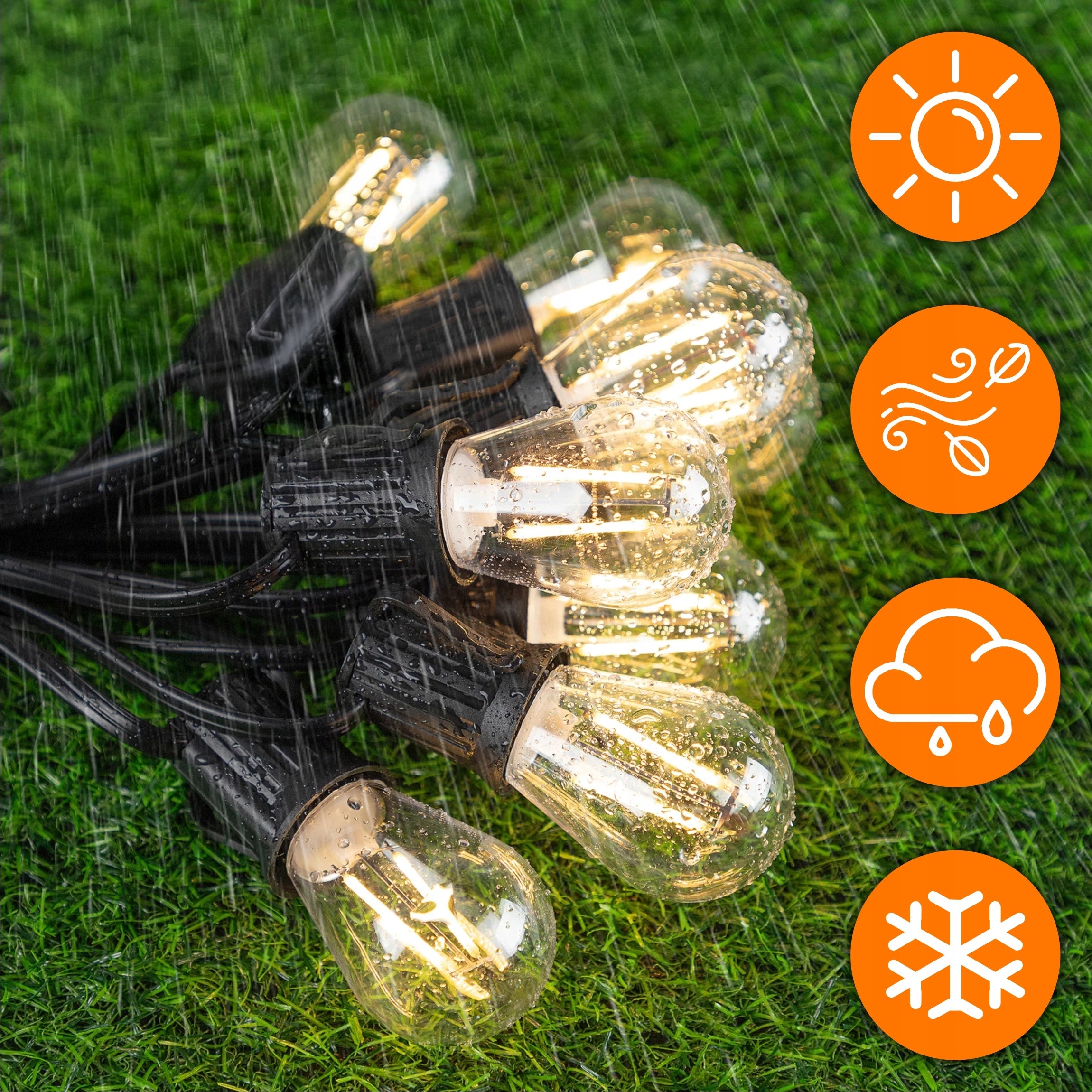 GARDEN LIGHT GARLAND Outdoor 20M Bulbs 20+2 LED Lights up to 60m Length 2300 cm