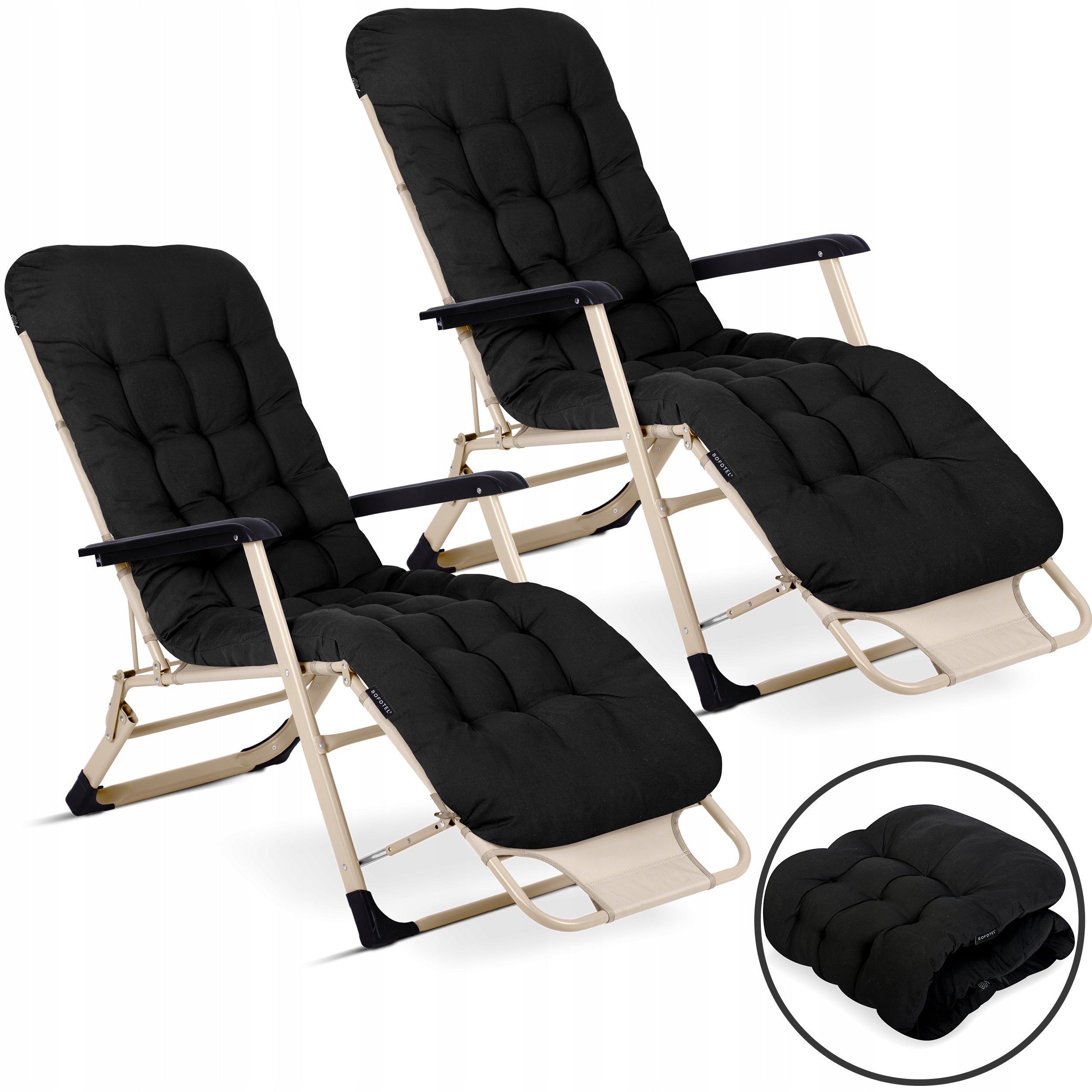 GARDEN LOUNGER BEACH CHAIR FOLDING CHAIR FOR GARDEN TERRACE 2 PCS Packaging status original