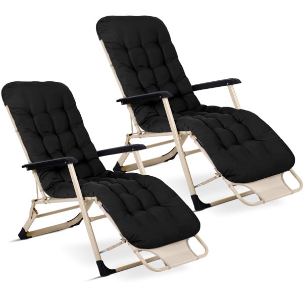GARDEN LOUNGER BEACH CHAIR FOLDING CHAIR FOR GARDEN TERRACE 2 PCS
