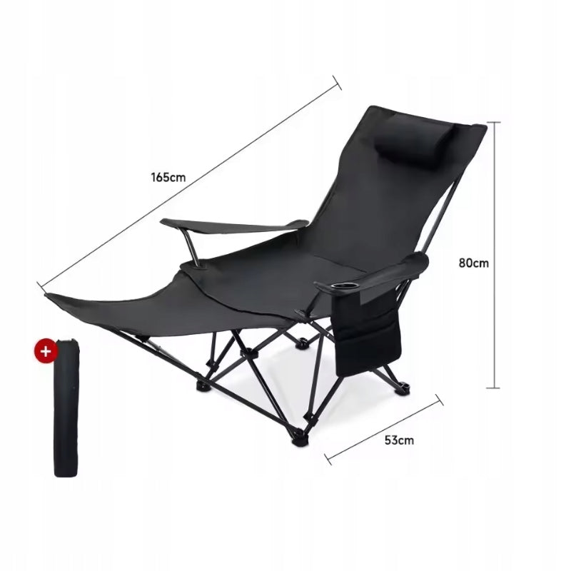 GARDEN LOUNGER BEACH FOLDING COVER BLACK ARMCHAIR FOOTREST Color black