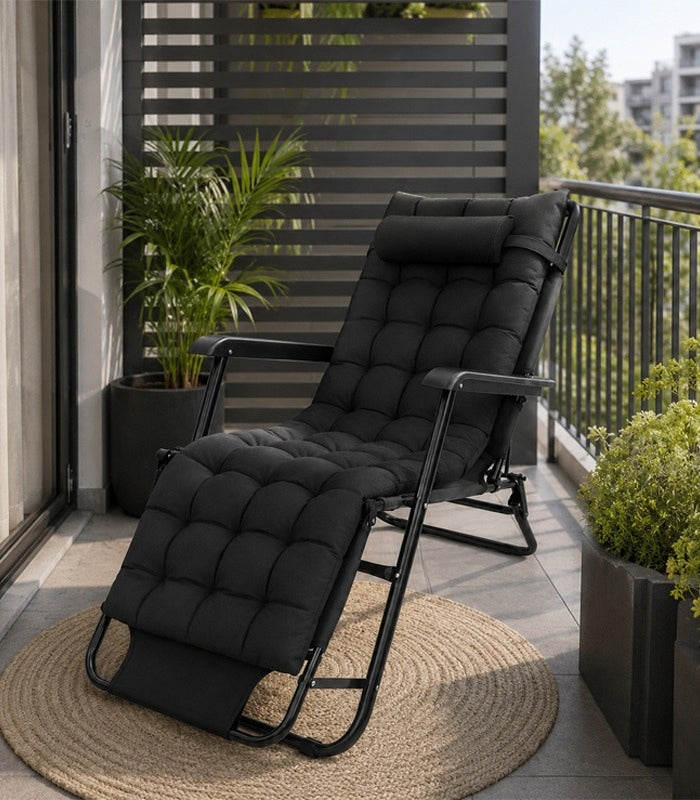 GARDEN LOUNGER FOLDING 155 CM ARMCHAIR GARDEN CHAIR + MATTRESS CUSHION Packaging status original