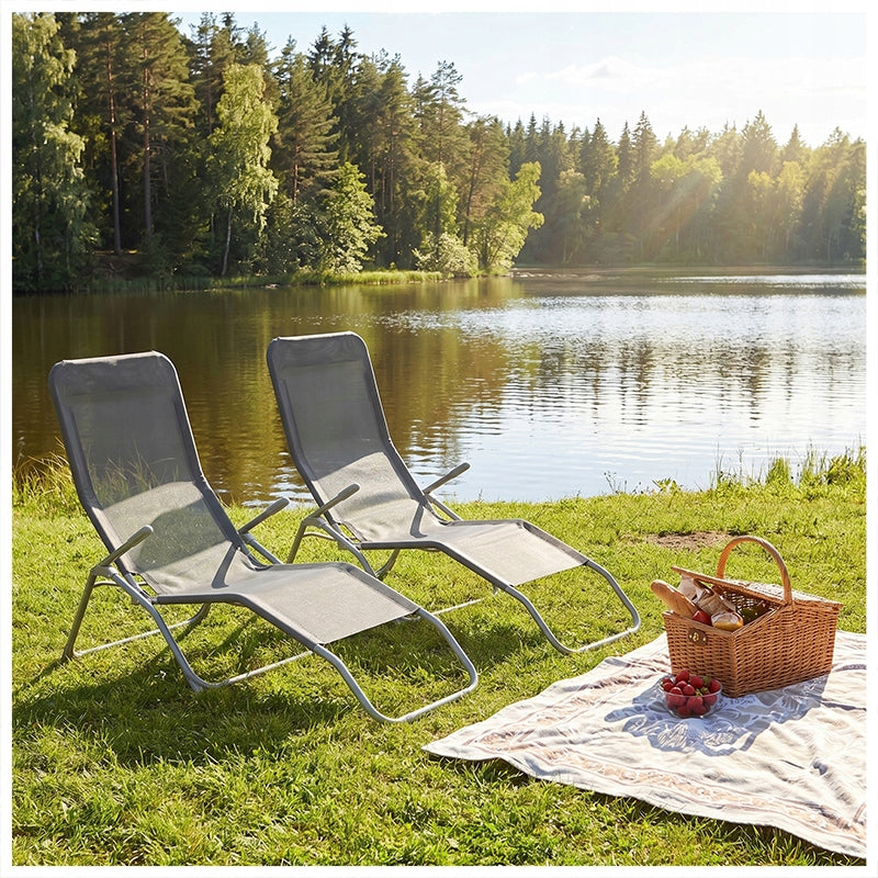 GARDEN LOUNGER FOLDING BEACH CHAIR ADJUSTABLE GRAVITY STRONG COUCH Packaging status original