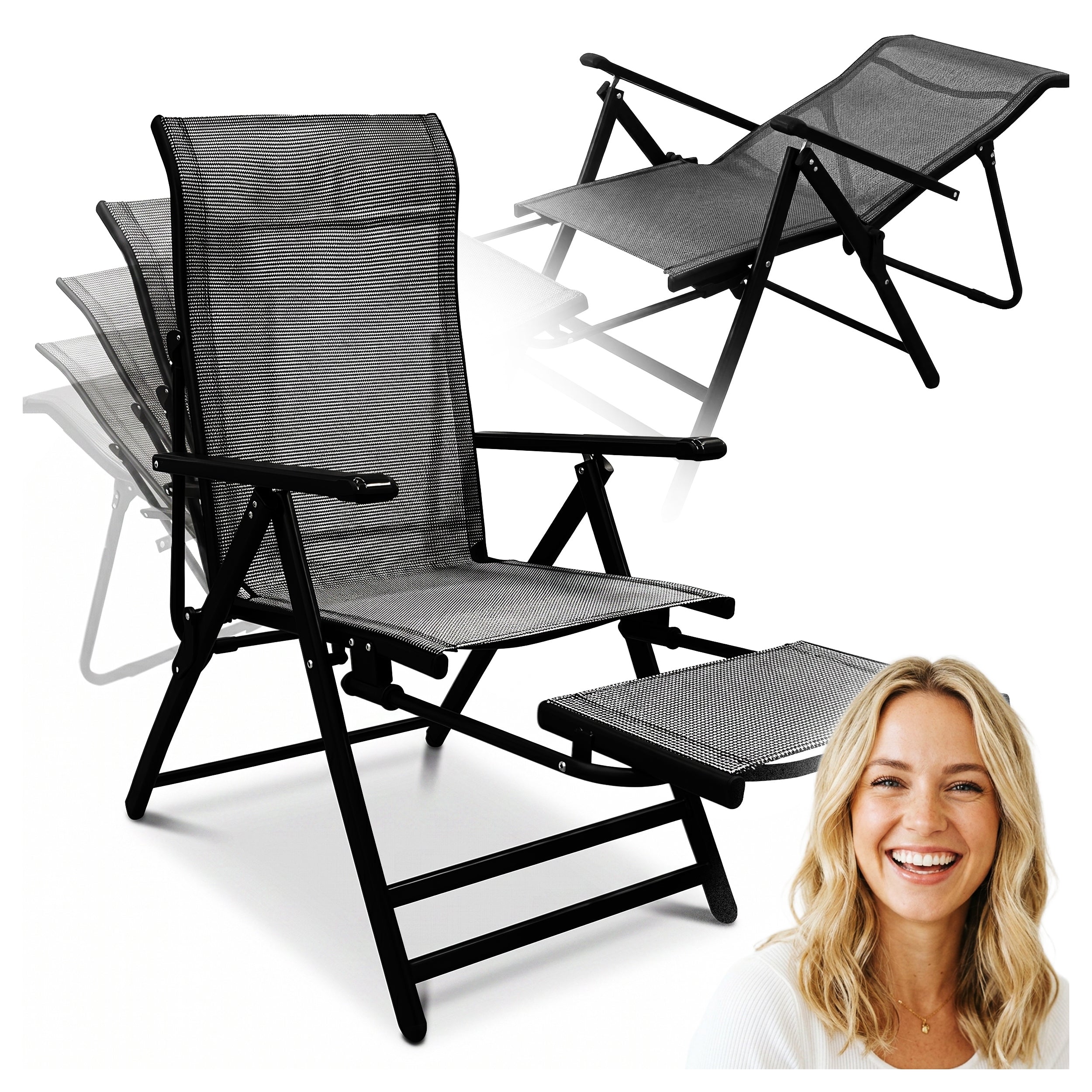 GARDEN LOUNGER FOLDING BEACH HIKING CHAIR Pool FOOTREST Couch