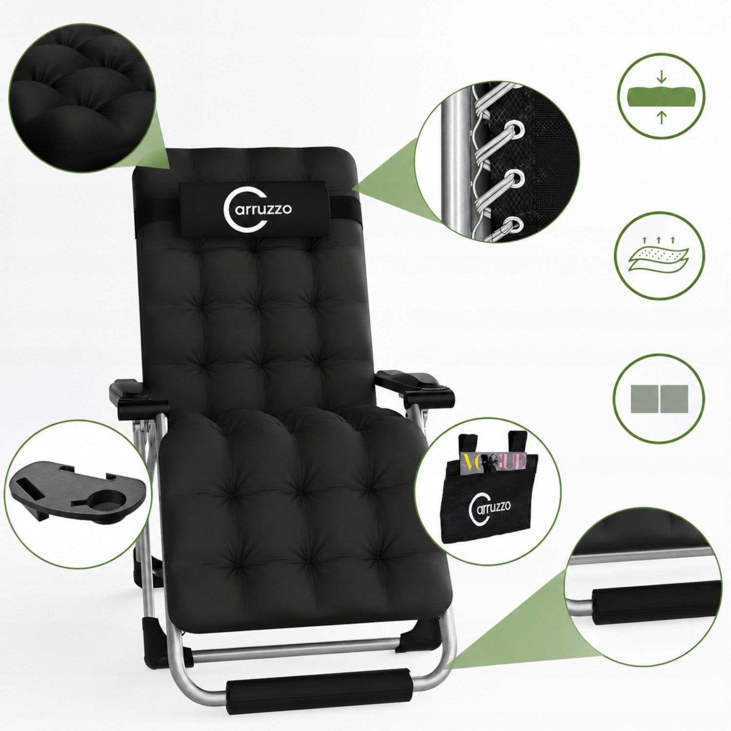 GARDEN LOUNGER FOLDING CHAIR BEACH RECLINER CHAIR WITH PILLOW LARGE Manufacturer code LEŻAK OGRODOWY SKŁADANY FOTEL KRZESŁO