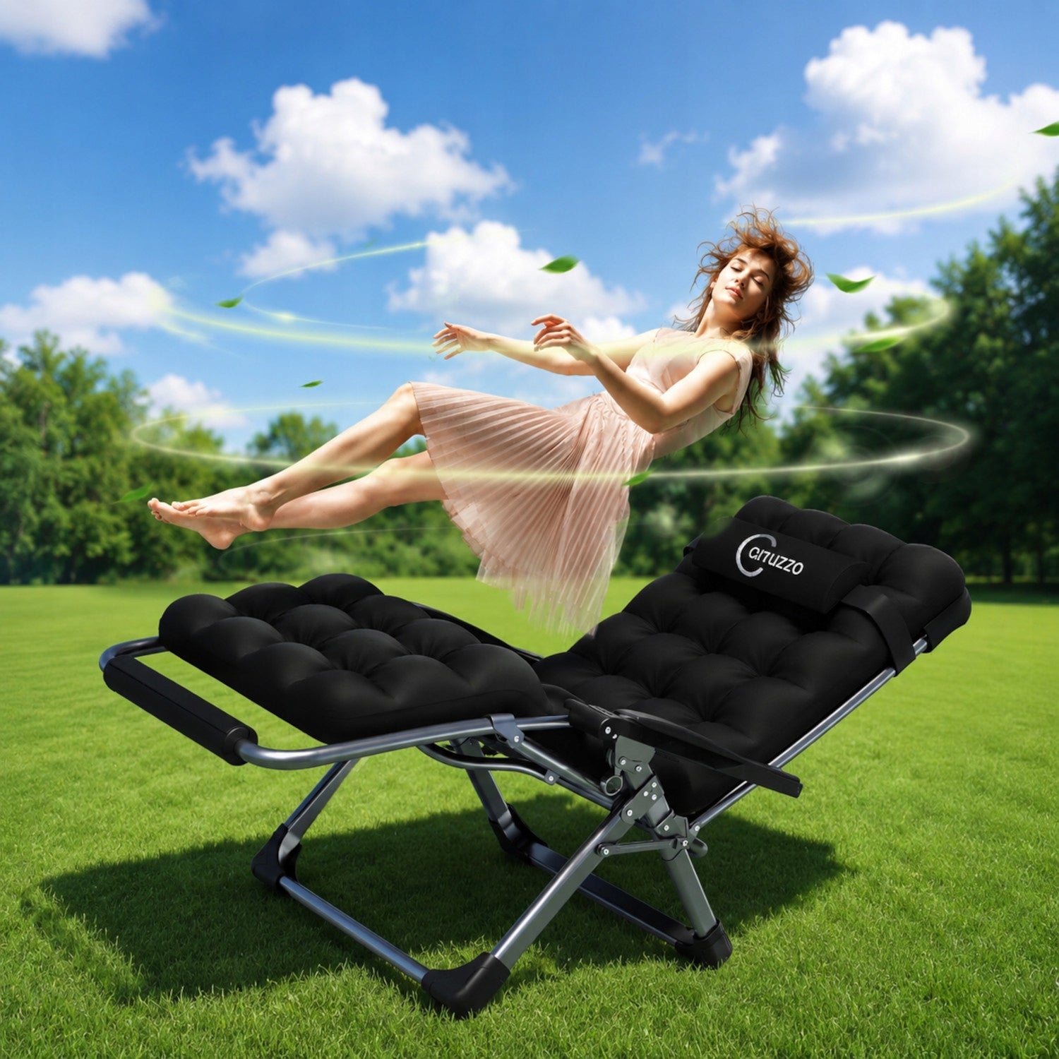 GARDEN LOUNGER FOLDING CHAIR BEACH RECLINER CHAIR WITH PILLOW LARGE Model LEŻAK OGRODOWY SKŁADANY FOTEL KRZESŁO ROZKŁADANY