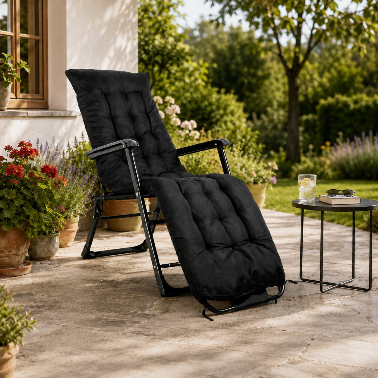 GARDEN LOUNGER FOLDING CHAIR RECLINING BALCONY CHAIR 2in1 WITH PILLOW Manufacturer code GC1000G-KALORIK
