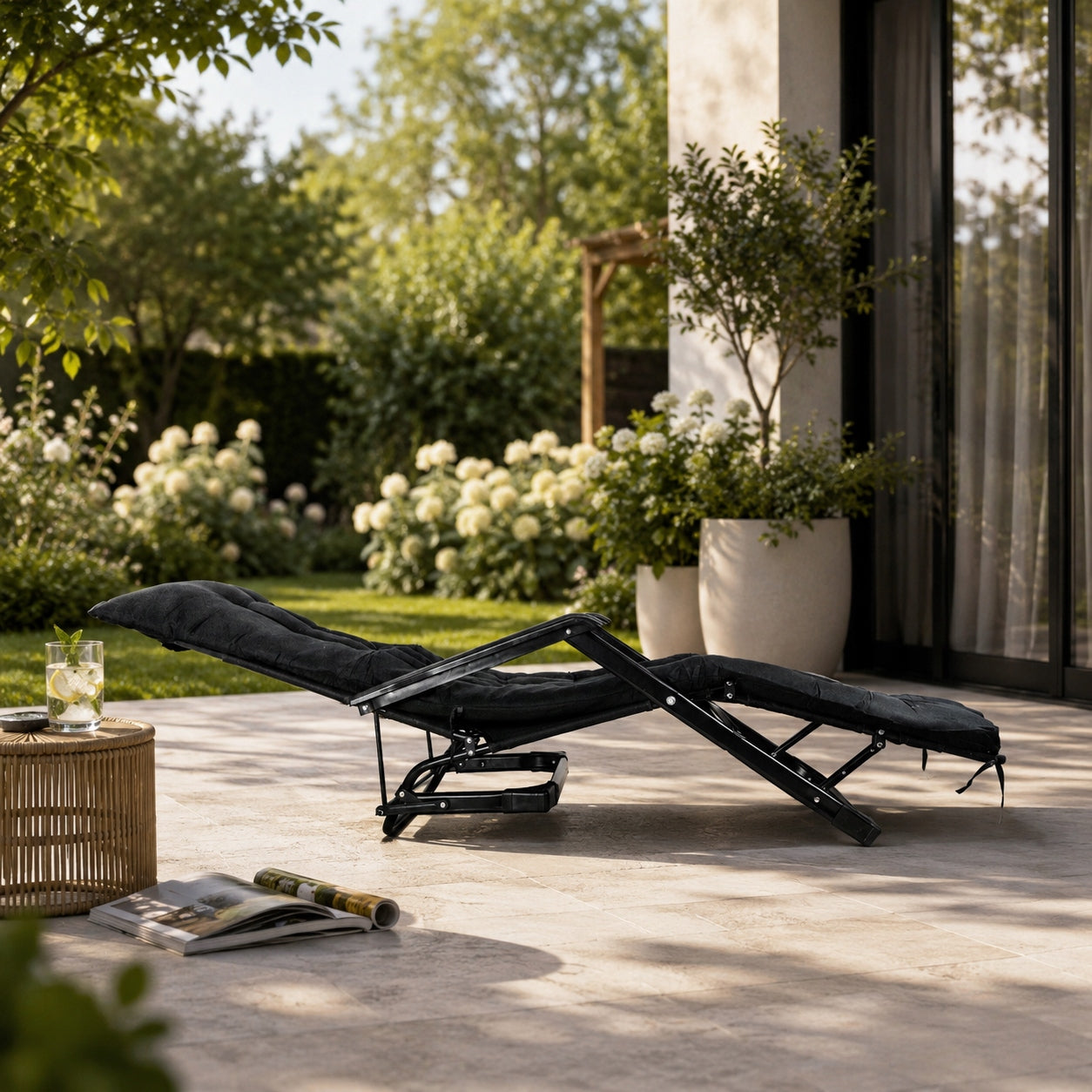 GARDEN LOUNGER FOLDING CHAIR RECLINING BALCONY CHAIR 2in1 WITH PILLOW Packaging status original