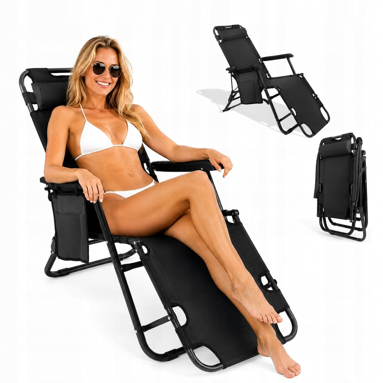 GARDEN LOUNGER FOLDING ZERO GRAVITY 2in1 BEACH CHAIR TERRACE CHAIR