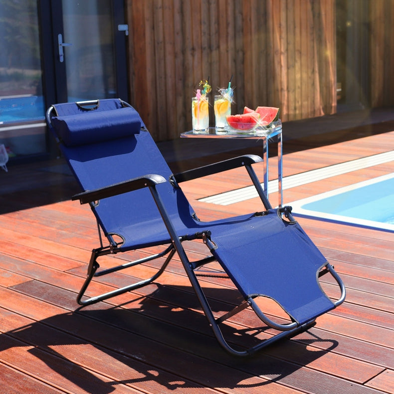 GARDEN LOUNGER FOLDING ZERO GRAVITY BEACH CHAIR TERRACE BALCONY /G Manufacturer code leżak plażowy ogrodowy gravty GRANATOWY