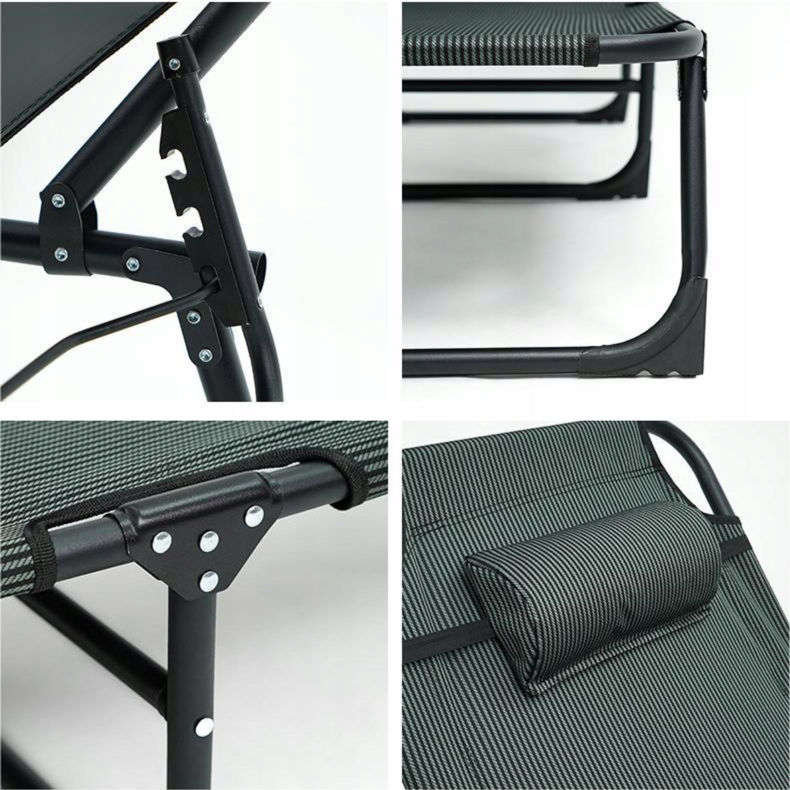 GARDEN LOUNGER GREY HIKING FIELD FOLDING LOUNGER WITH ADJUSTABLE 130kg Packaging status original