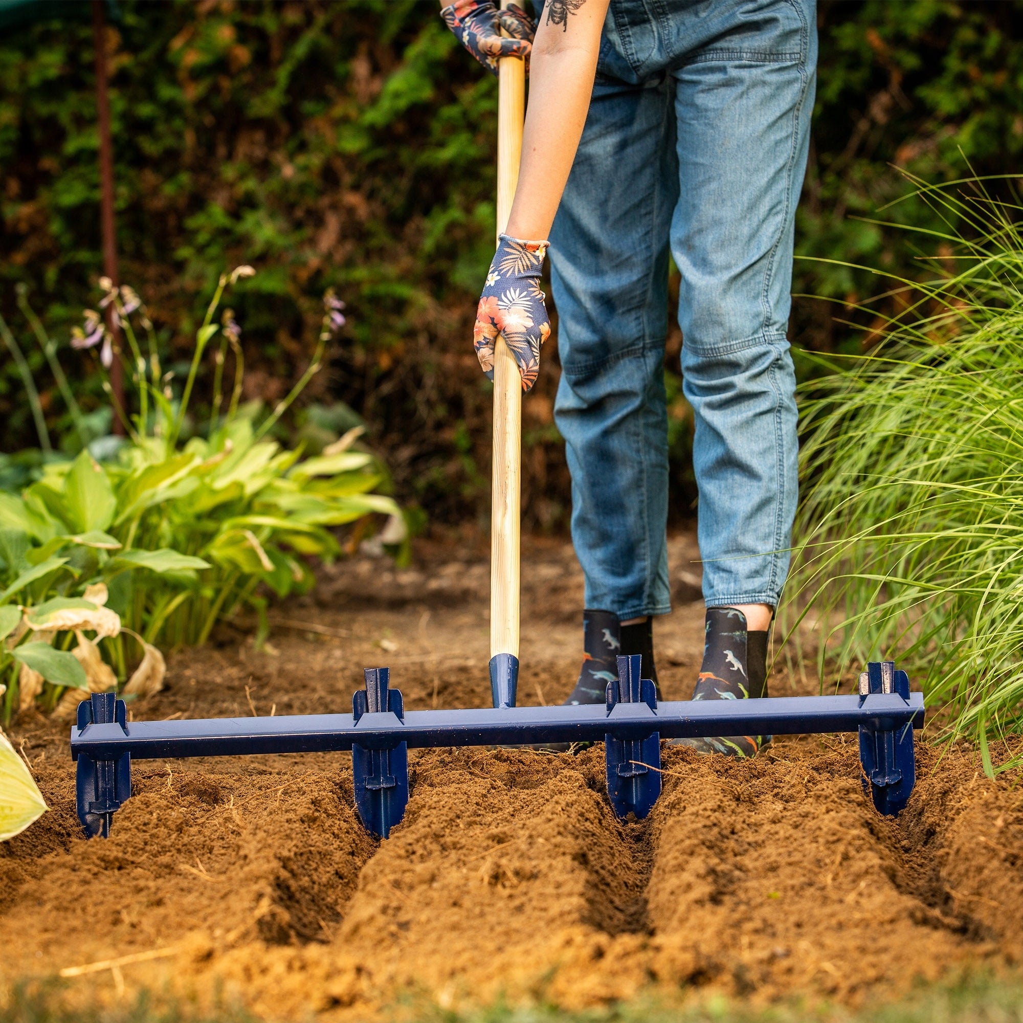 GARDEN MARKER FOR SOWING PLANTING ADJUSTABLE 4 TEETH LARGE 80cm SOLID Brand Kadax