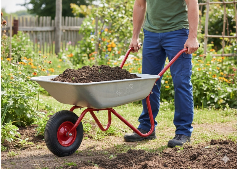 GARDEN METAL WHEELBARROW LIGHT GALVANIZED METAL WHEEL 80/120 L Brand RIM Kowalczyk