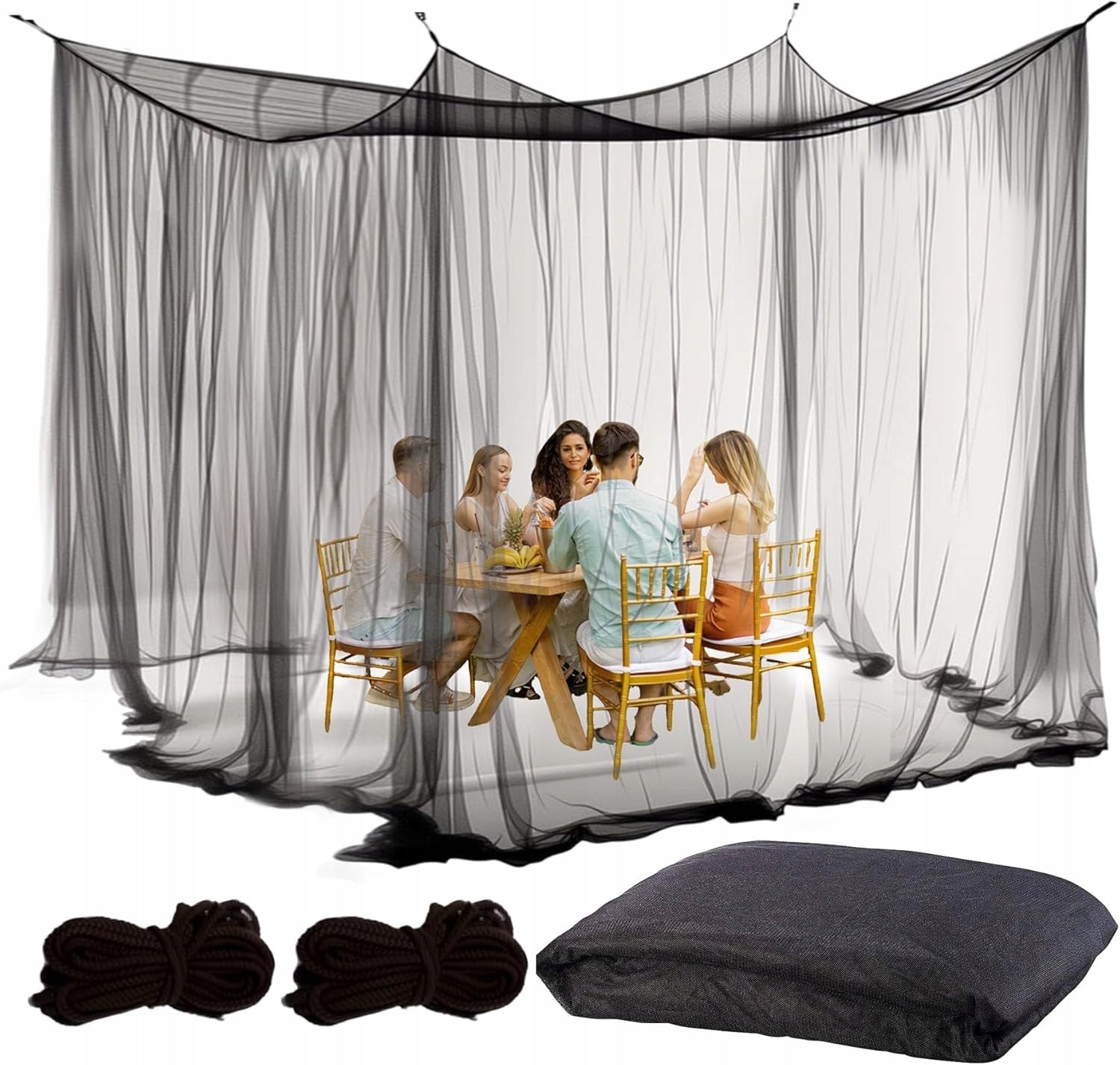 GARDEN MOSQUITO NET TENT XXL 300x300x250 cm FOR PAVILION MESH