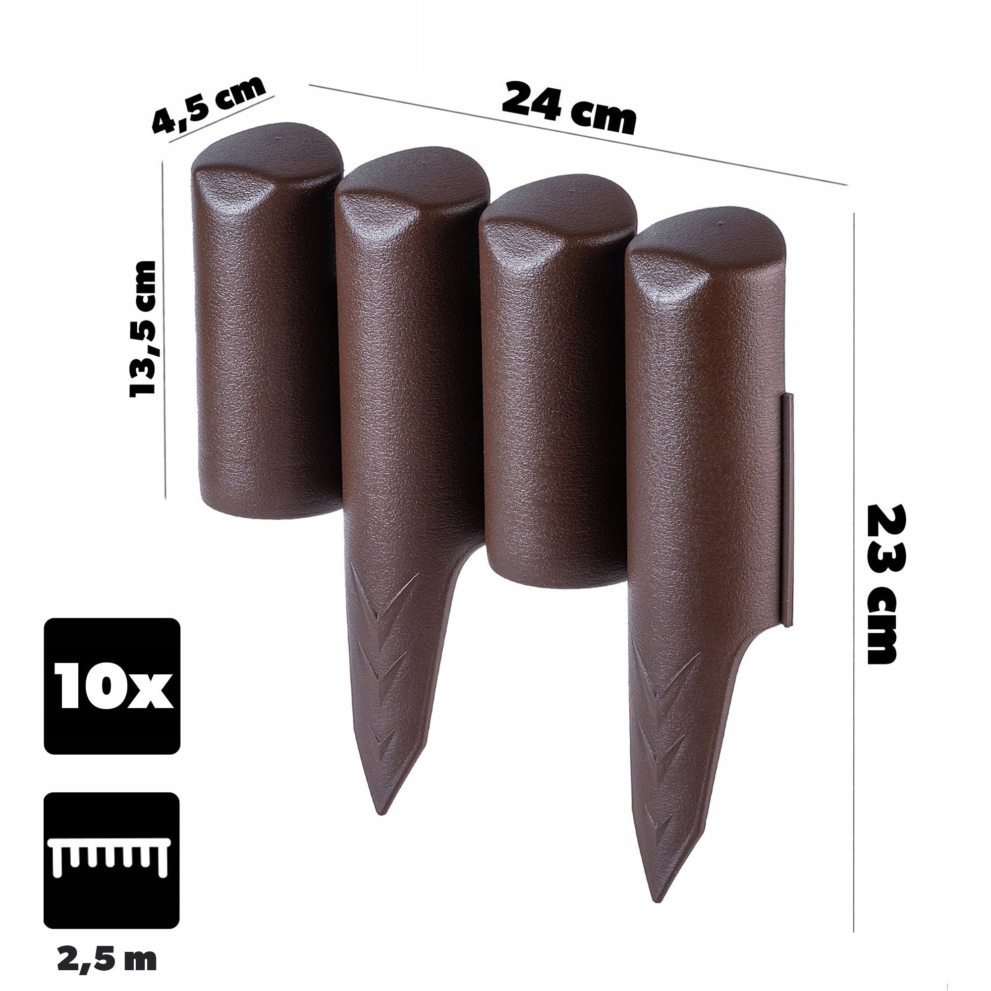 GARDEN PALISADE 240cm GARDEN EDGING GARDEN FENCE PLASTIC UV BRONZE Manufacturer code K10291