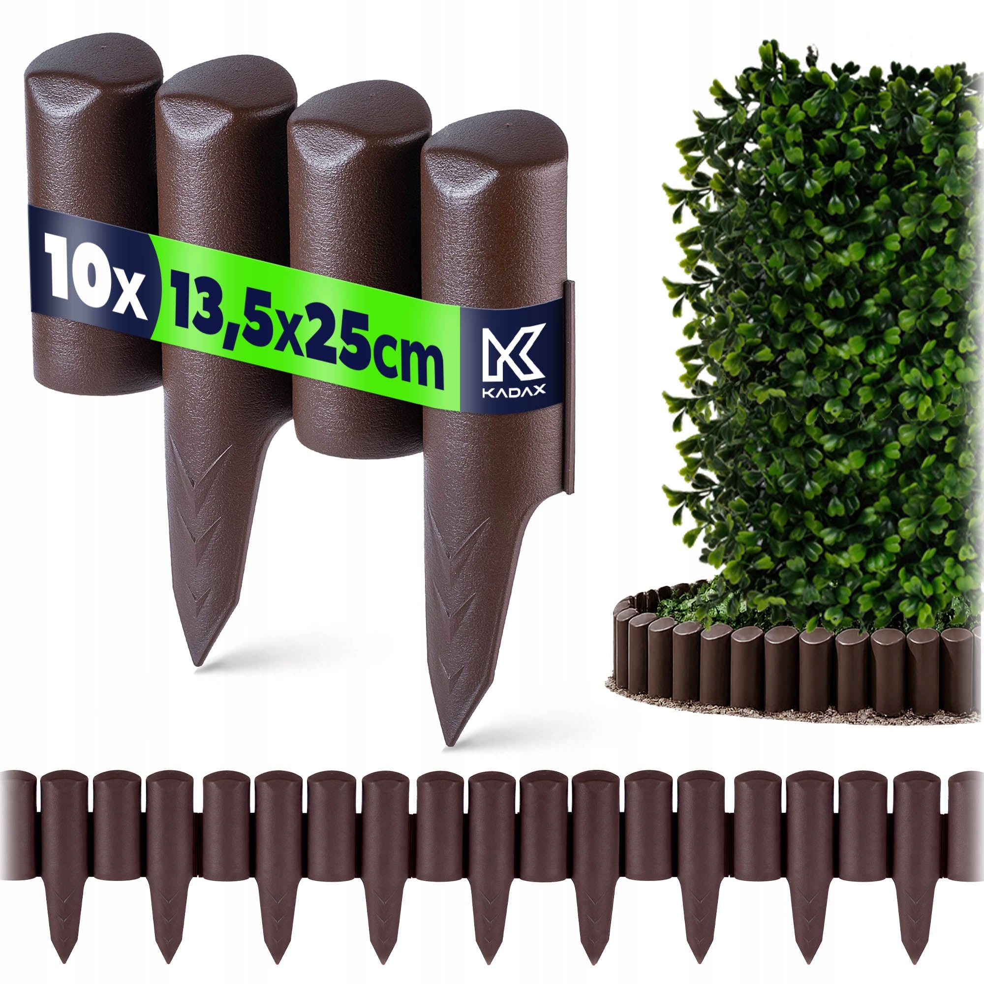 GARDEN PALISADE 240cm GARDEN EDGING GARDEN FENCE PLASTIC UV BRONZE