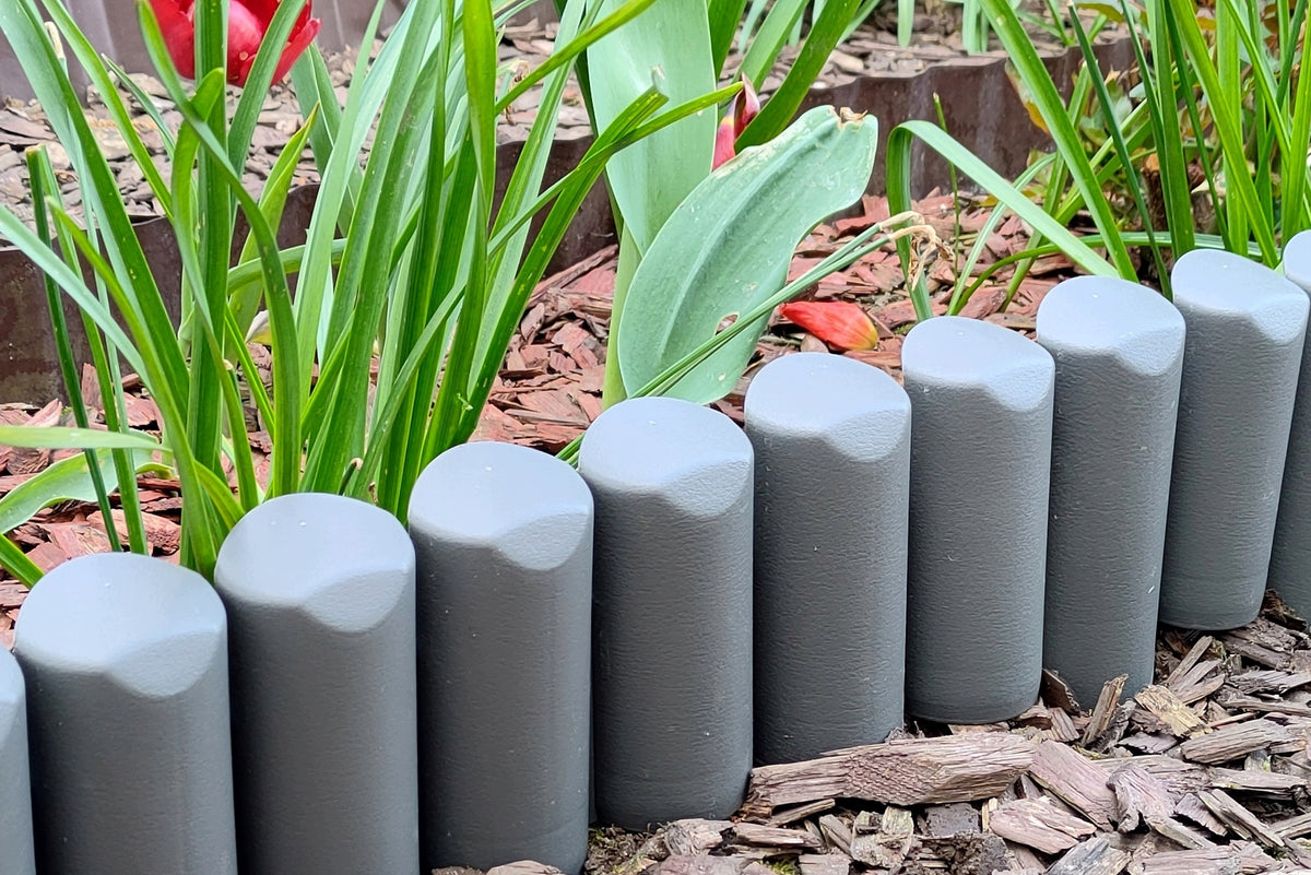 GARDEN PALISADE 300cm SOLID Garden edging Lawn Fence GREY Manufacturer code Szara Palisada Ogrodowa 300 cm