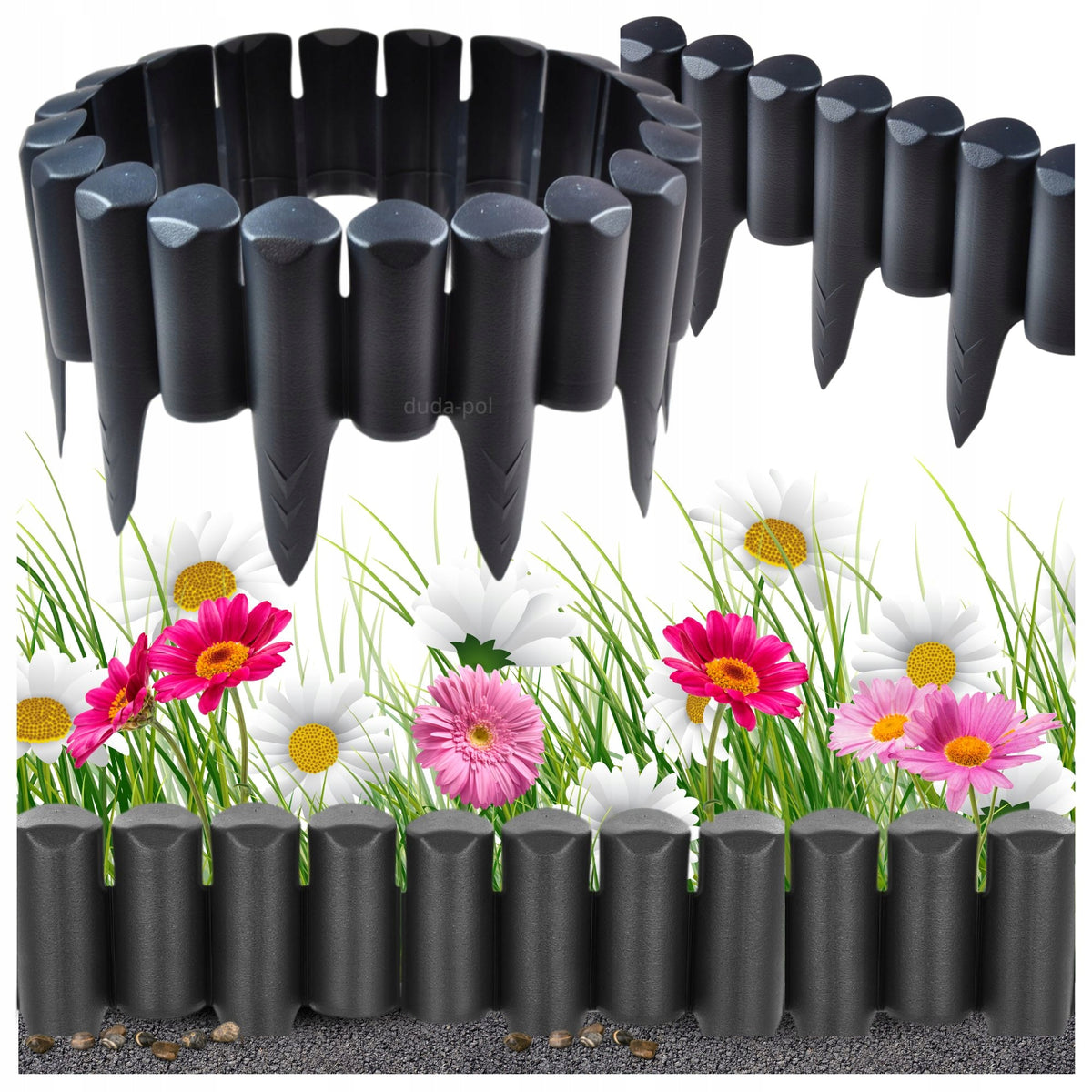 GARDEN PALISADE HIGH BORDER 2.5m GARDEN EDGING LAWN ANTHRACITE Packaging status original