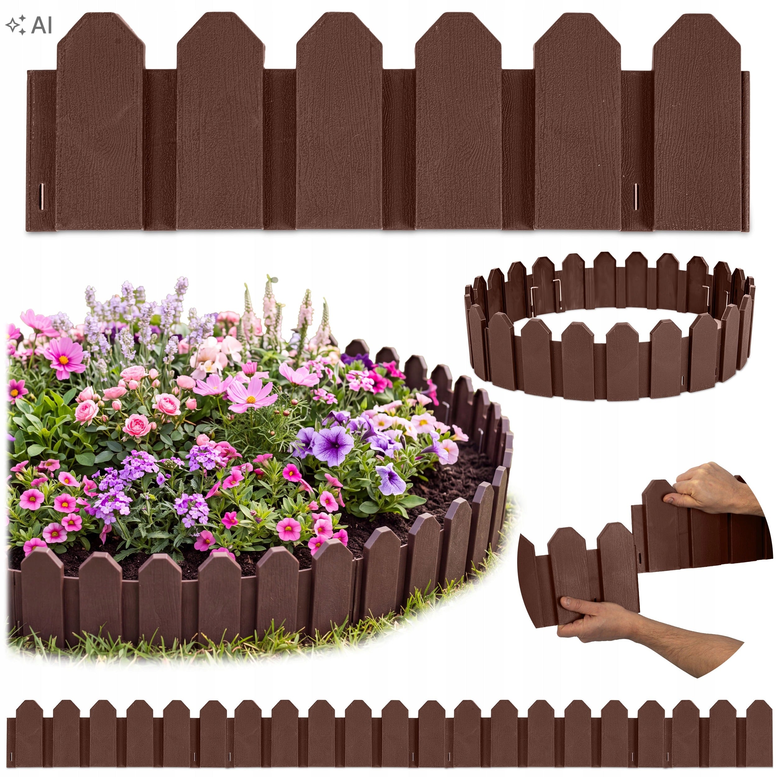 GARDEN PALISADE LAWN GARDEN EDGING SOLID PLASTIC 240cm