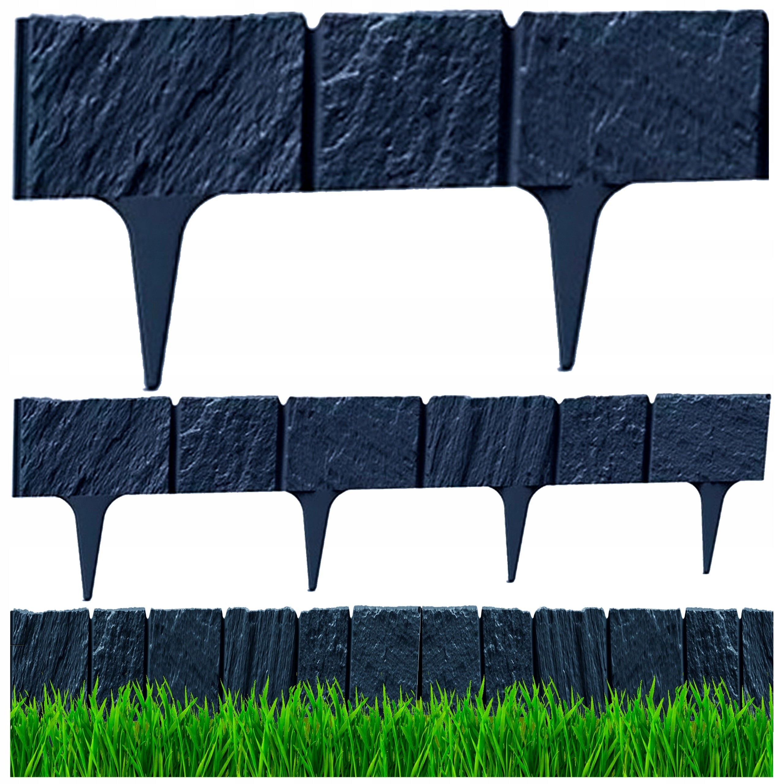 GARDEN PALISADE STONE SPLIT LAWN EDGING 390 CM ANTHRACITE