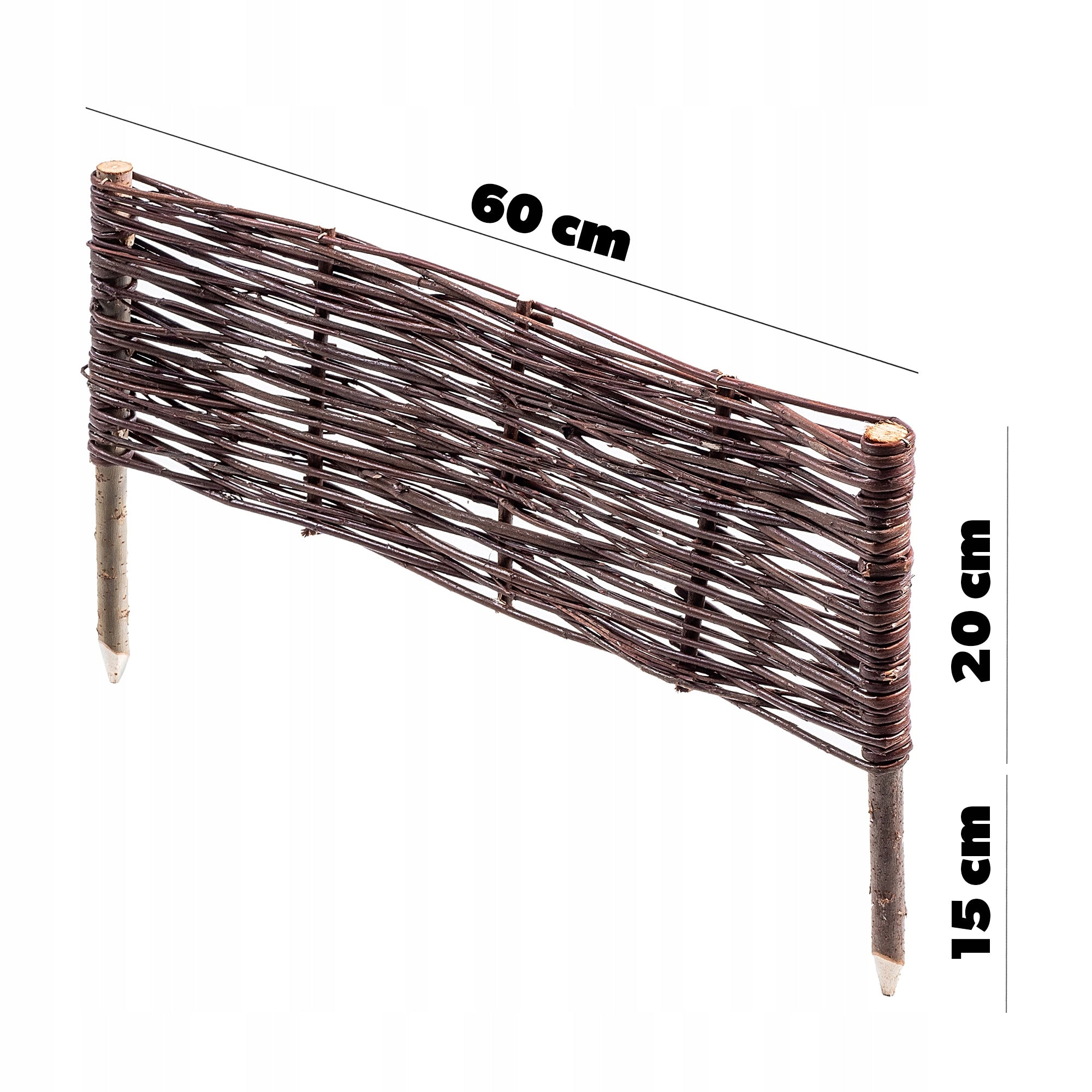 GARDEN PALISADE WICKER LAWN EDGING FENCE 60x20 cm HIGH FENCE Manufacturer code K5863