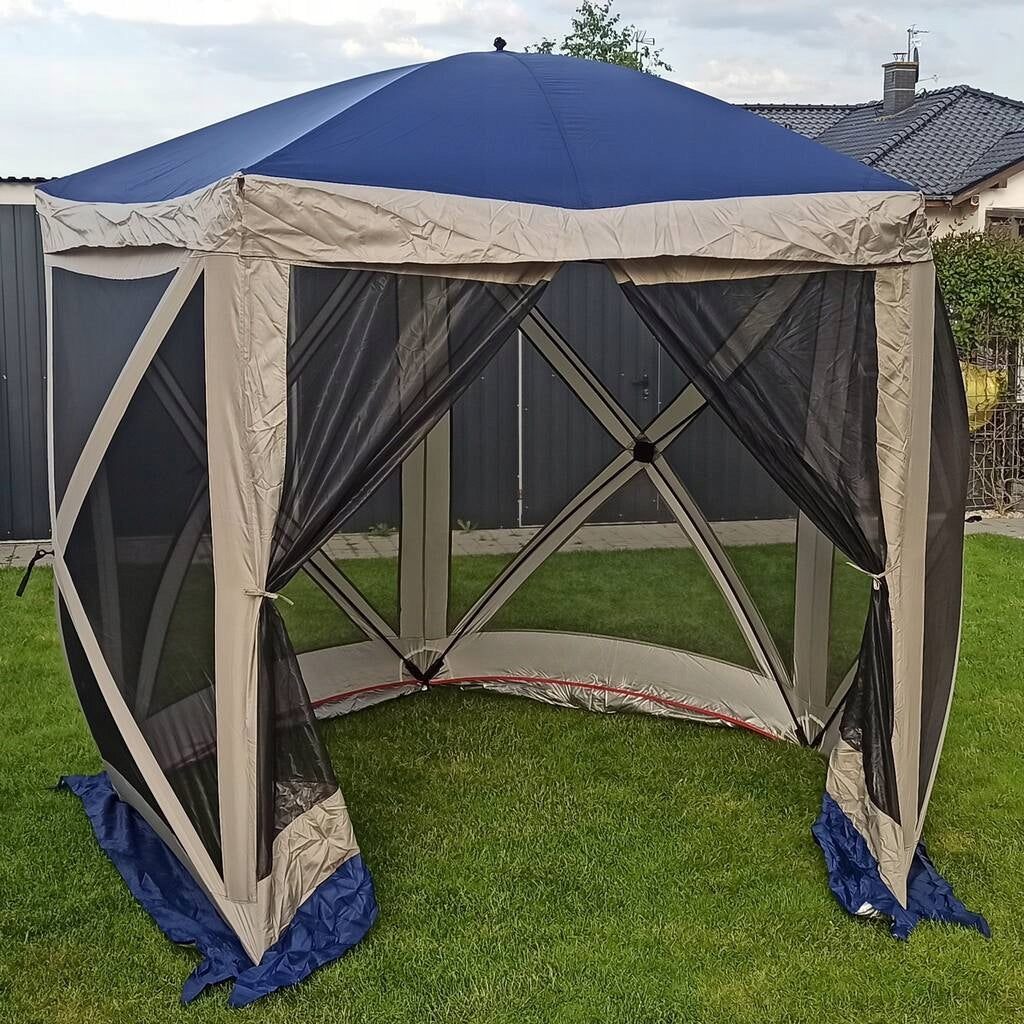 GARDEN PAVILION 2,6x2,6 M EXPRESS TENT BLUE POP UP MOSQUITO NETS Packaging status original