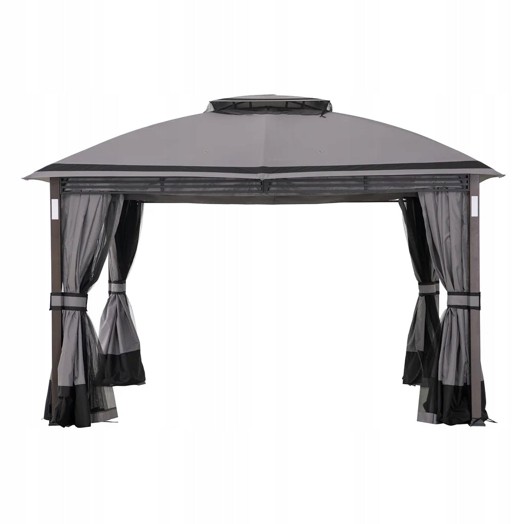 GARDEN PAVILION 3x4 GARDEN TENT GREY MOSQUITO NETS LED DELUXE CURTAINS Packaging status original