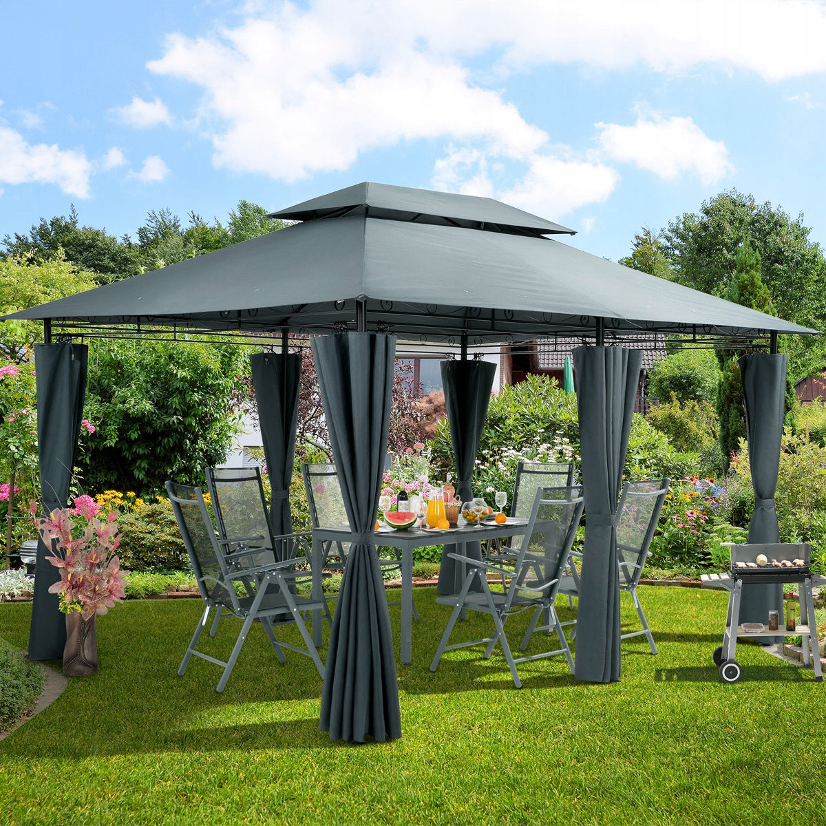 GARDEN PAVILION 3x4m Grey 3x4m UV Protection 50+ Manufacturer code 994678