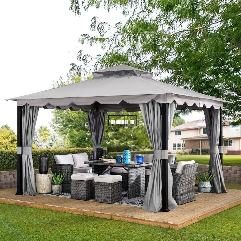 GARDEN PAVILION 3x4m TENT GREY GARDEN MOSQUITO NET CURTAINS GAZEBO Manufacturer code 0047793313351