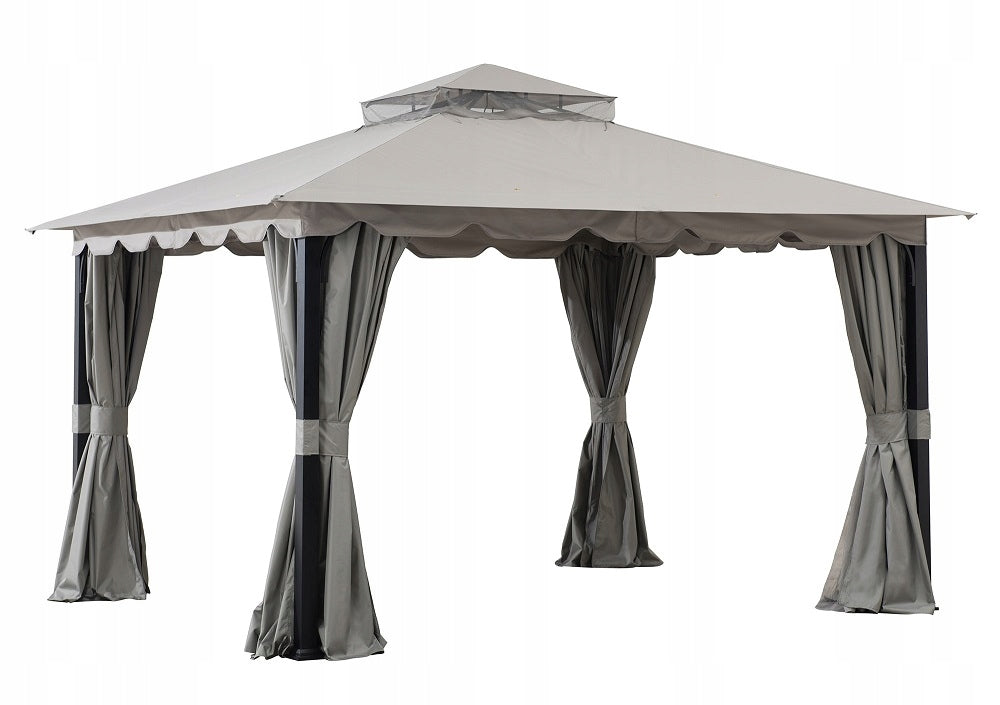 GARDEN PAVILION 3x4m TENT GREY GARDEN MOSQUITO NET CURTAINS GAZEBO