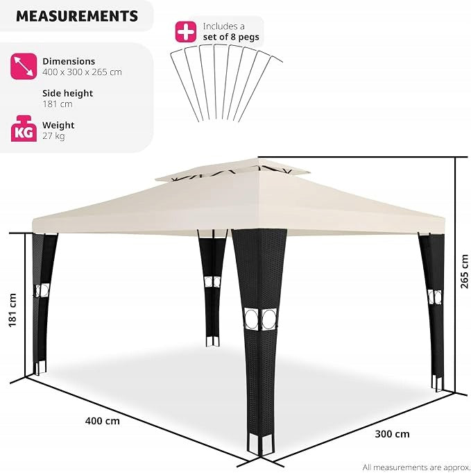 GARDEN PAVILION 4 x3 m RATTAN Manufacturer code 403261