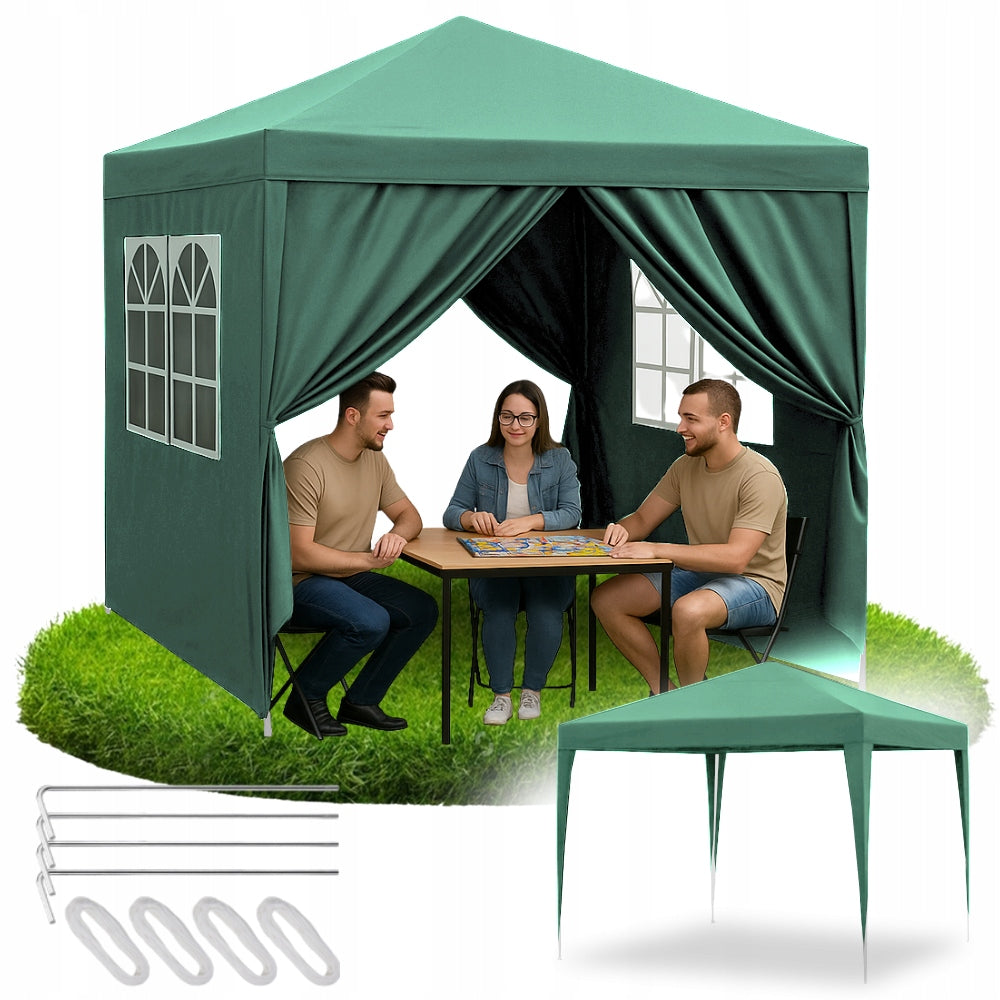 GARDEN PAVILION COMMERCIAL TENT PARTY GAZEBO 4 SIDE WALLS WINDOW XXL