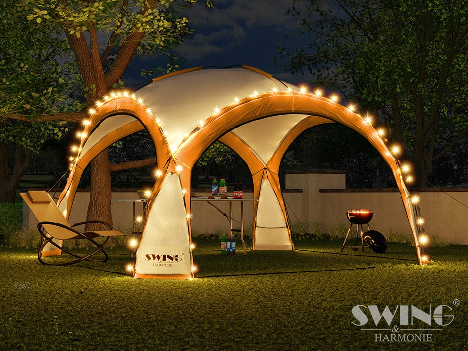 GARDEN PAVILION DOME XXL LED 4,5×4,5m MOSQUITO NET SOLAR Swing&Harmonie Packaging status original