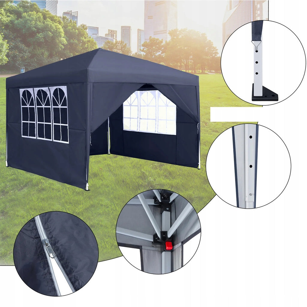 GARDEN PAVILION EXPRESS TRADING TENT 3x3 m AUTOMATIC 4 WALLS Length 3 m
