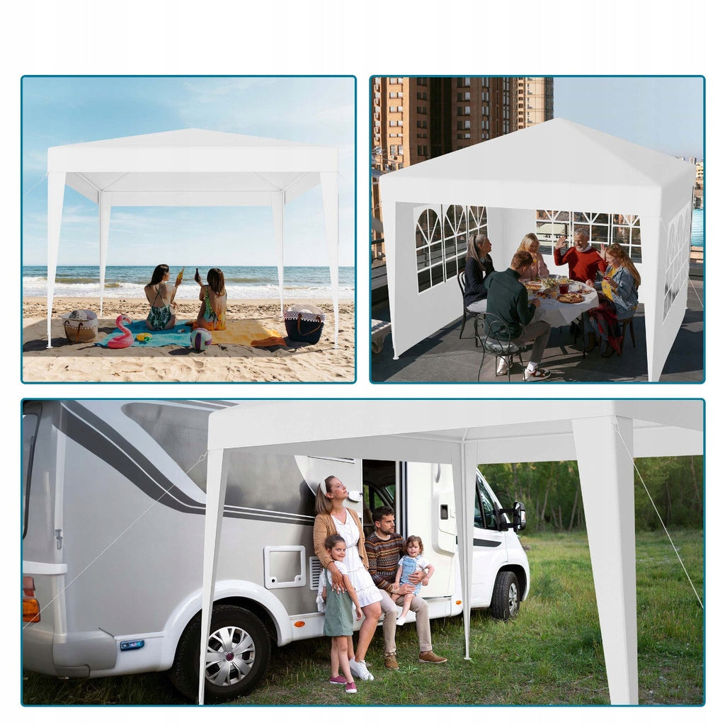 GARDEN PAVILION TENT COMMERCIAL GAZEBO 300 x 300 cm 4 WALLS WINDOW CASTLE Number of side walls 4 walls