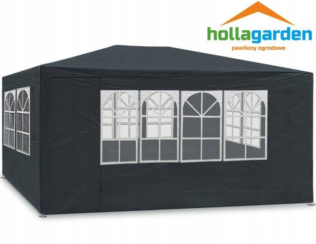 GARDEN PAVILION TENT COMMERCIAL GAZEBO FOR GARDEN 3x4 m + 4 WALLS BLACK Packaging status original