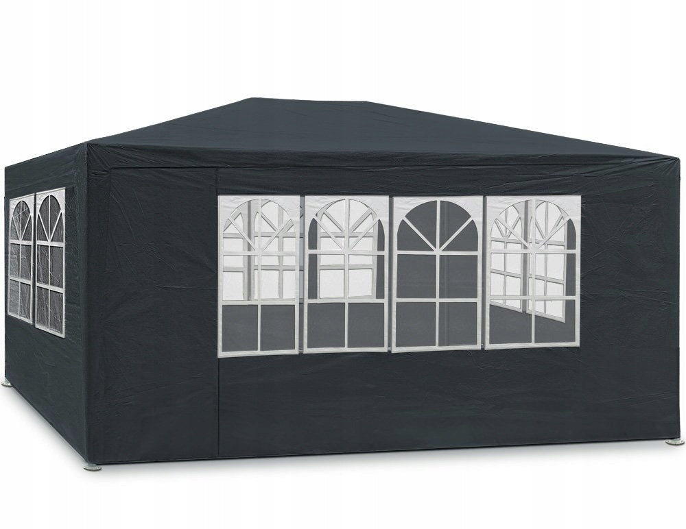 GARDEN PAVILION TENT COMMERCIAL GAZEBO FOR GARDEN 3x4 m + 4 WALLS BLACK