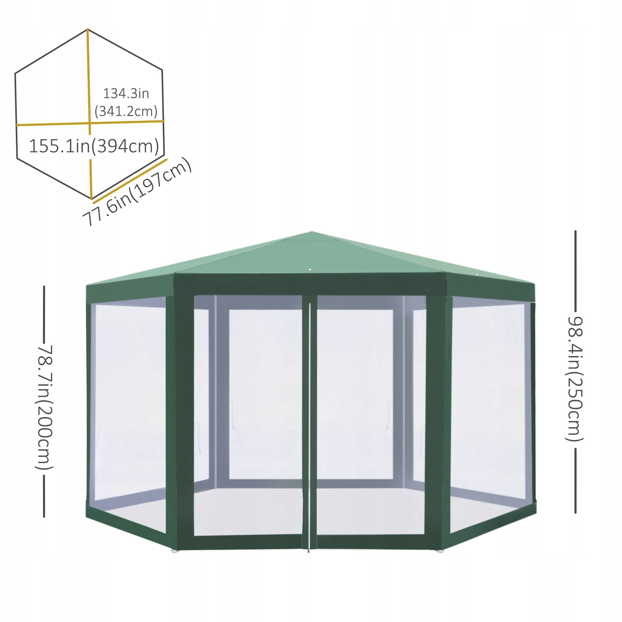 GARDEN PAVILION TENT COMMERCIAL GAZEBO + MOSQUITO NET 4x4m Number of side walls 6 walls