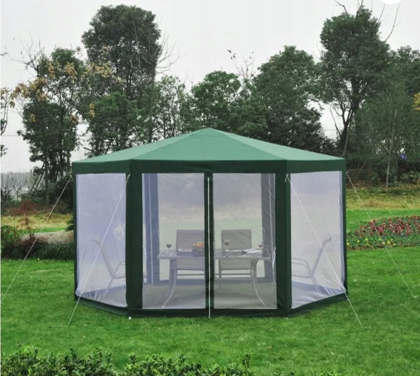 GARDEN PAVILION TENT COMMERCIAL GAZEBO + MOSQUITO NET 4x4m Width 4 m