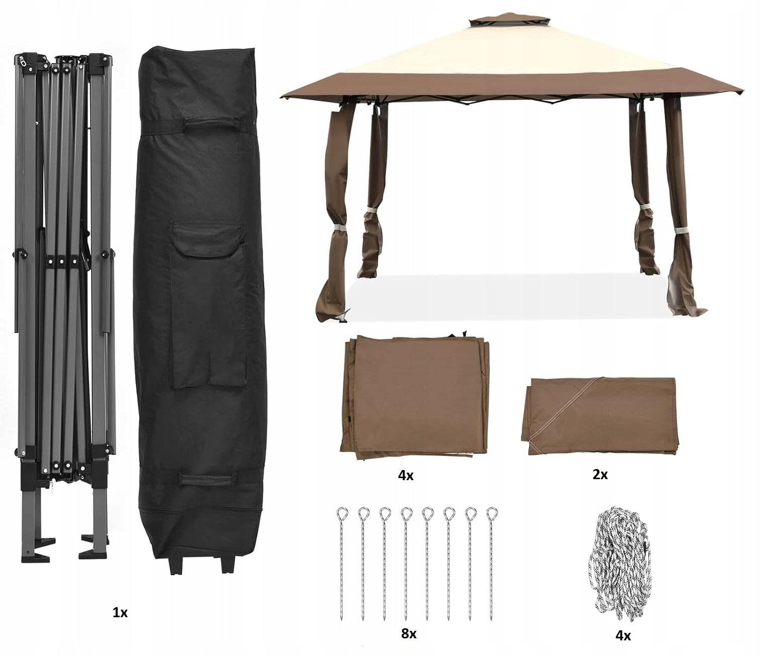 GARDEN PAVILION WITH DOUBLE ROOF WATERPROOF UV RESISTANT 4x4x2,8m Manufacturer code pawilon 4x4x3
