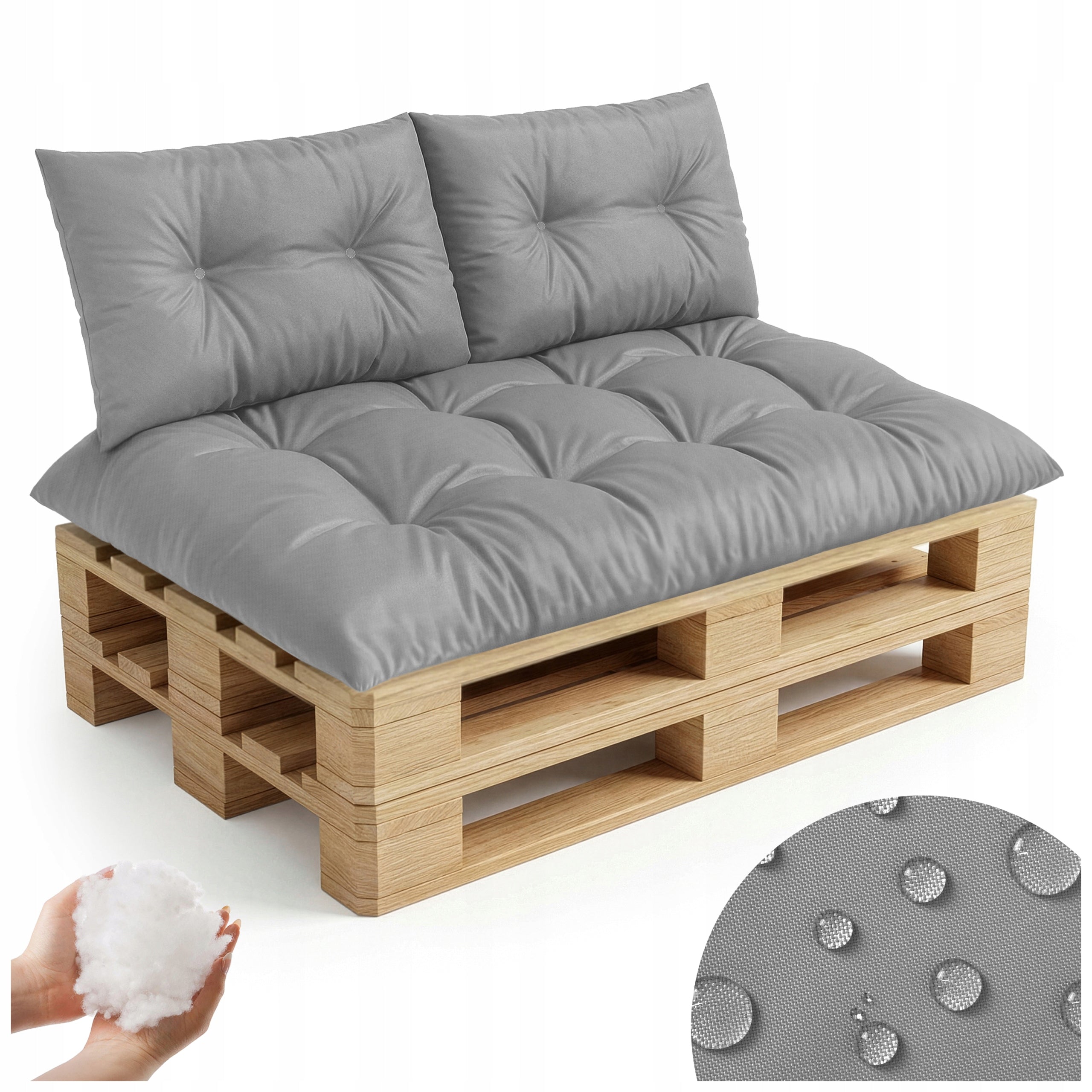 GARDEN PILLOWS FOR PALLETS FURNITURE WITH EURO PALLETS 120x80 CM WATERPROOF SET