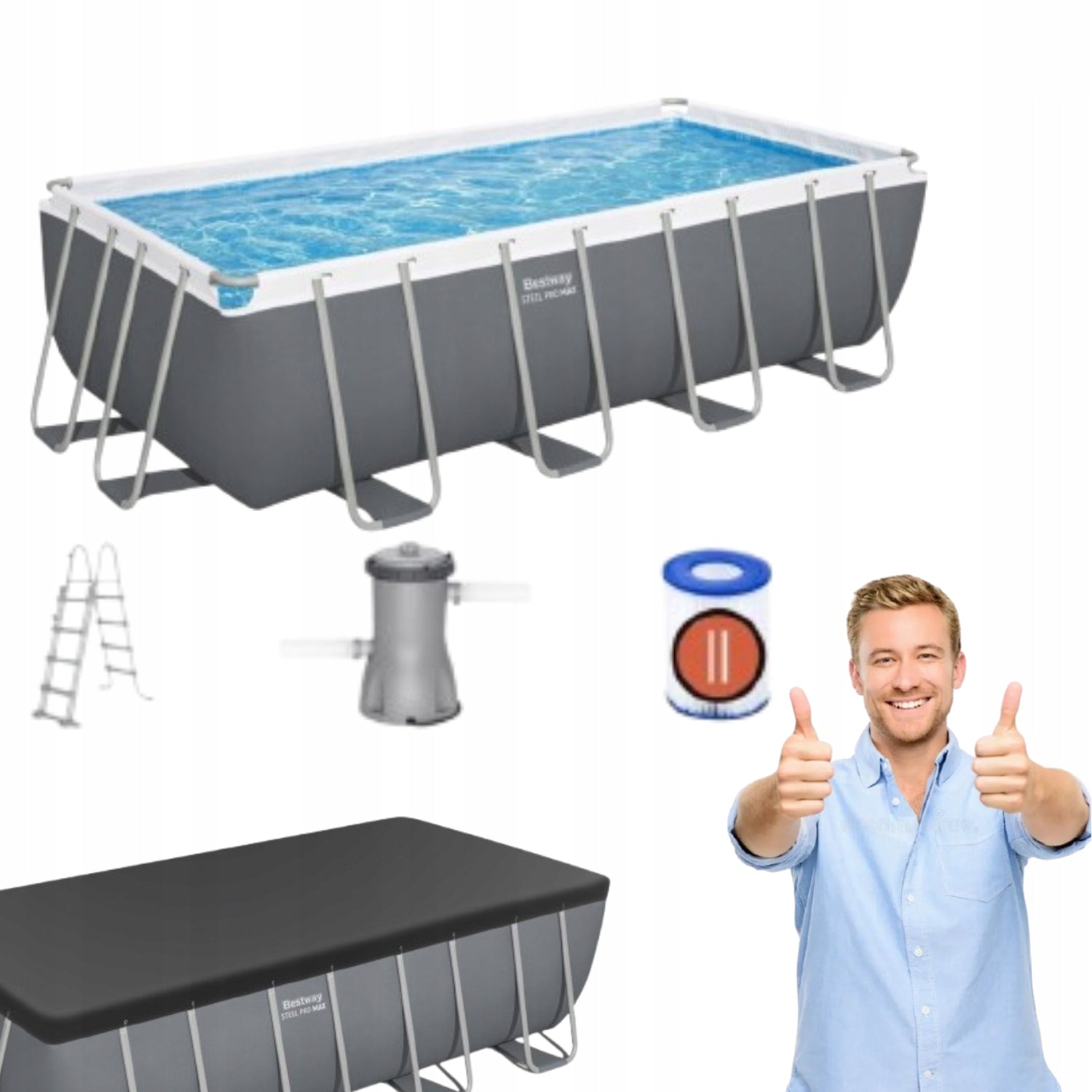 GARDEN POOL BESTWAY FRAMED 488 X 244 X 122CM IDEAL LARGE