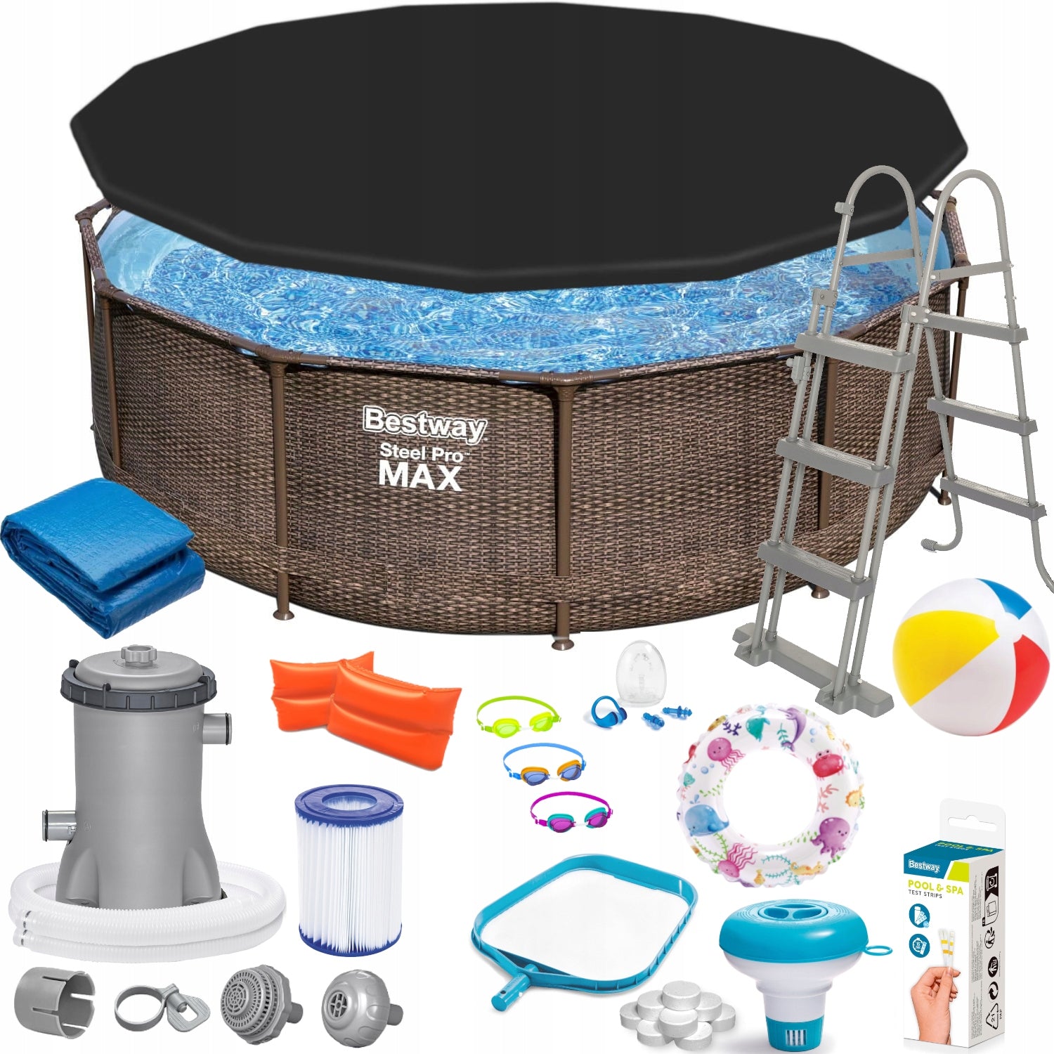 GARDEN POOL FRAME BESTWAY 56709 366x100 RATTAN 17in1 super set
