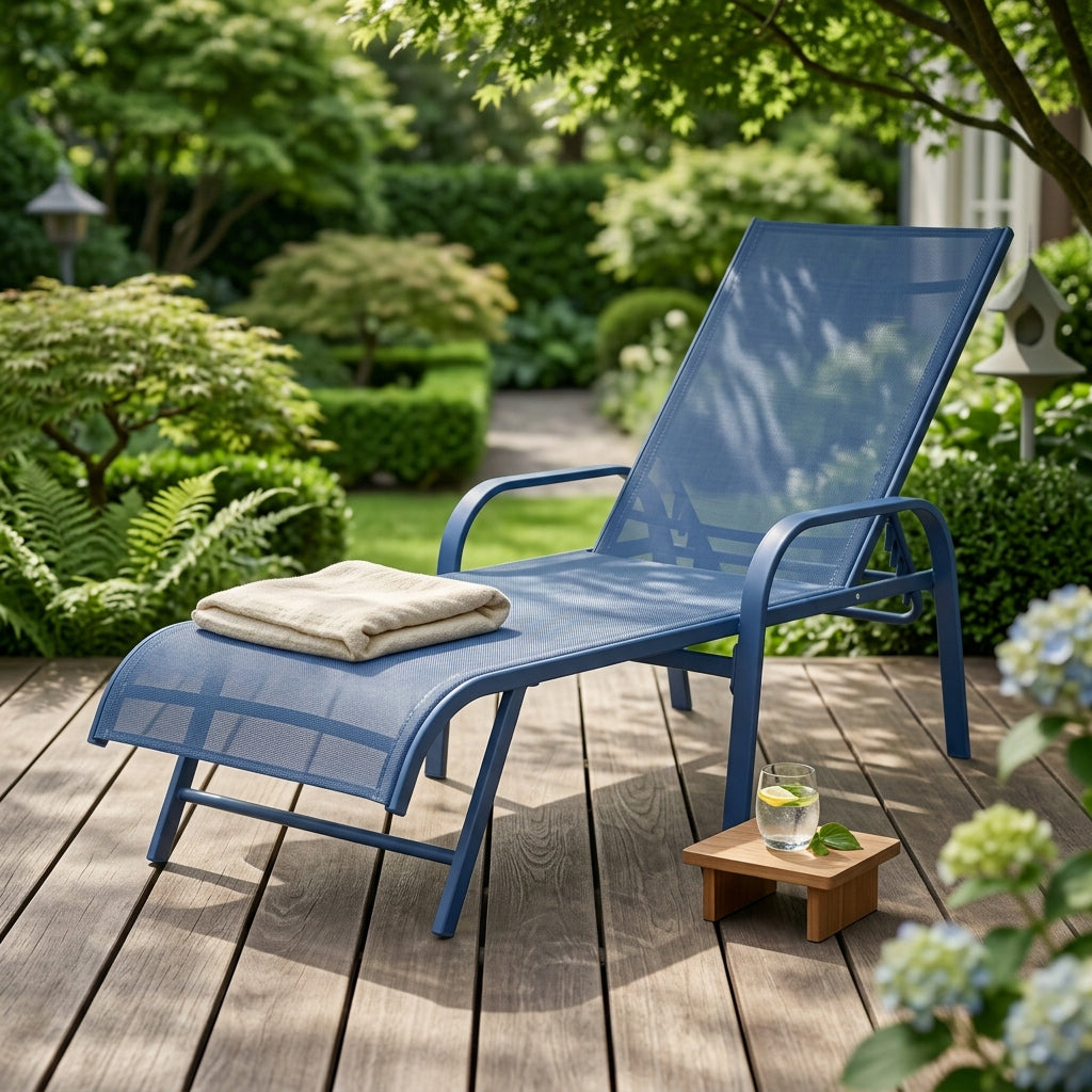 GARDEN POOL LOUNGER FLAT FOLDING STRONG NAVY BLUE YS-33 Model YS-33