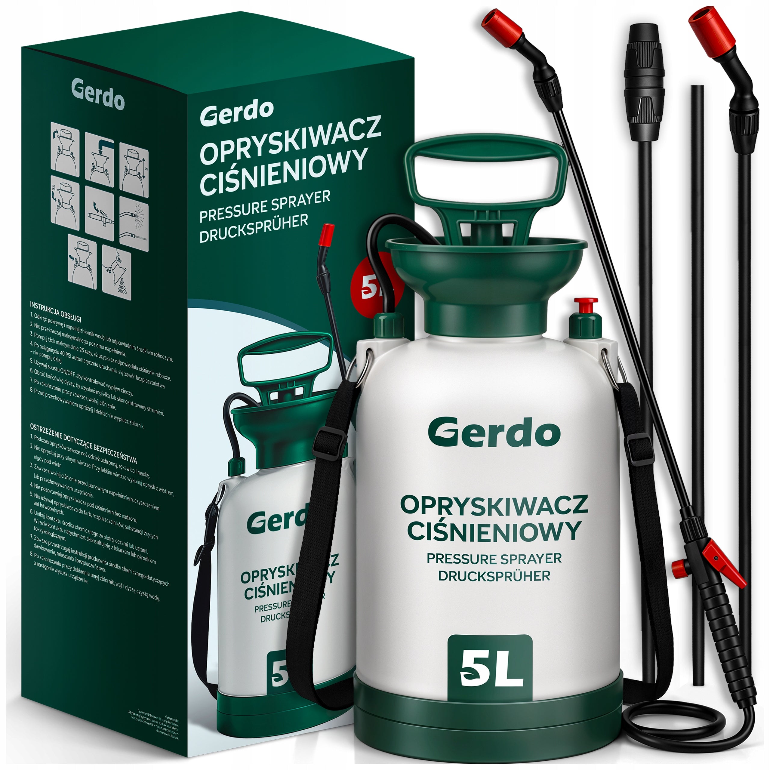 GARDEN PRESSURE HAND SPRAYER 5L LONG LANCE 96CM MODULAR SYSTEM